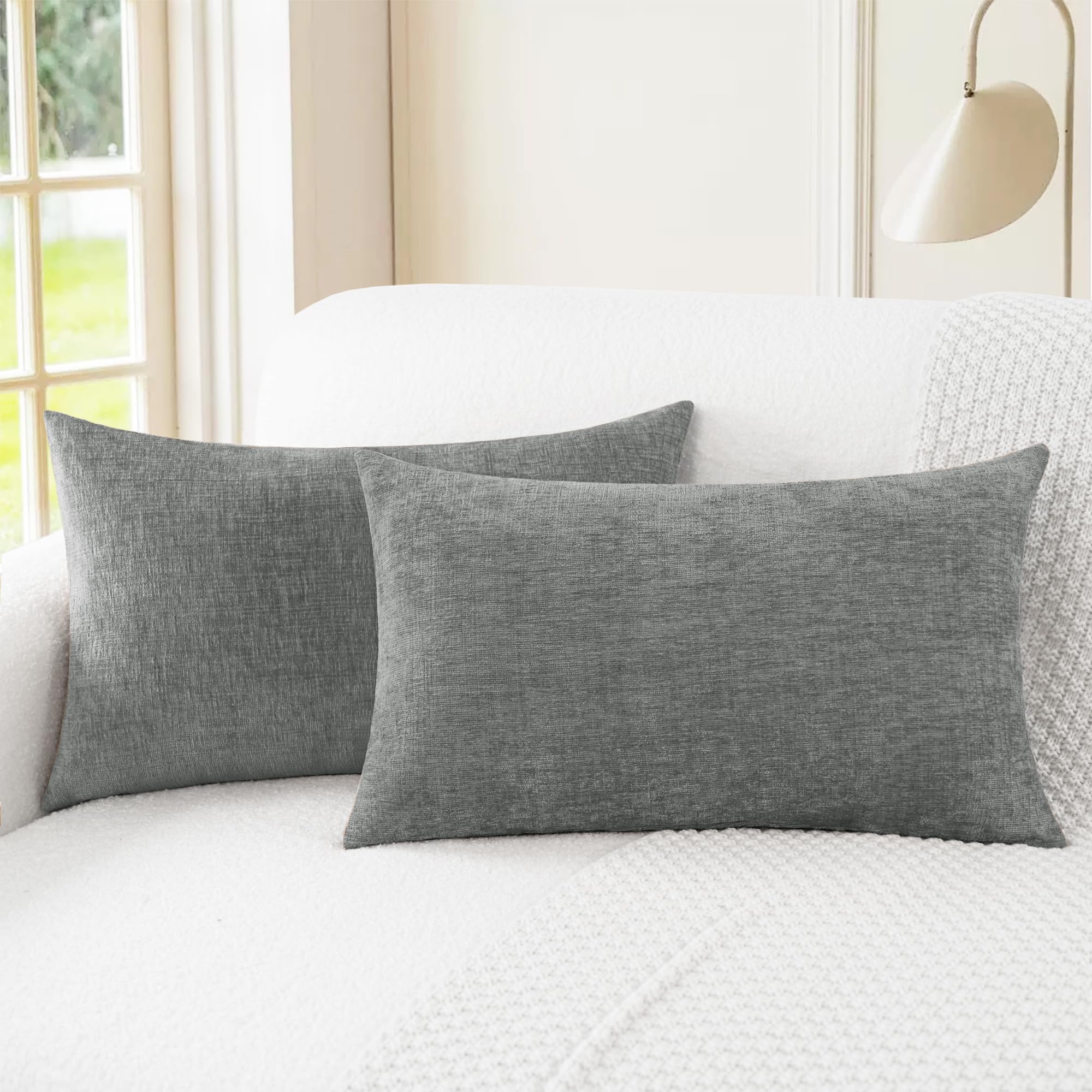 CaliTime Throw Pillow Covers Decorative 20 X 26 Inches Pack of 2 Cozy Chenille Standard Pillow Shams Cases for Couch Sofa Bed Living Room Home Living Coral