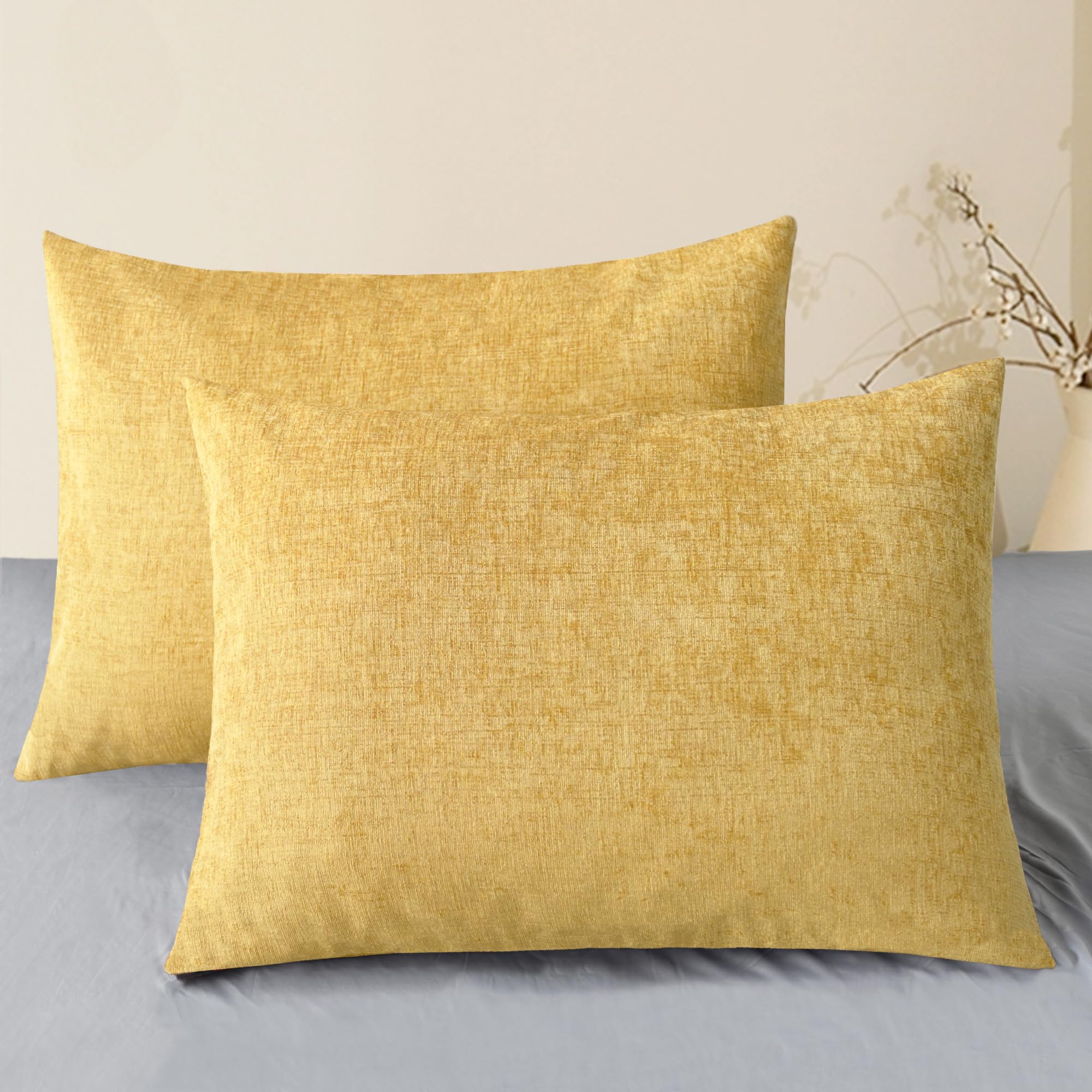 CaliTime Throw Pillow Covers Decorative 20 X 26 Inches Pack of 2 Cozy Chenille Standard Pillow Shams Cases for Couch Sofa Bed Living Room Home Living Coral