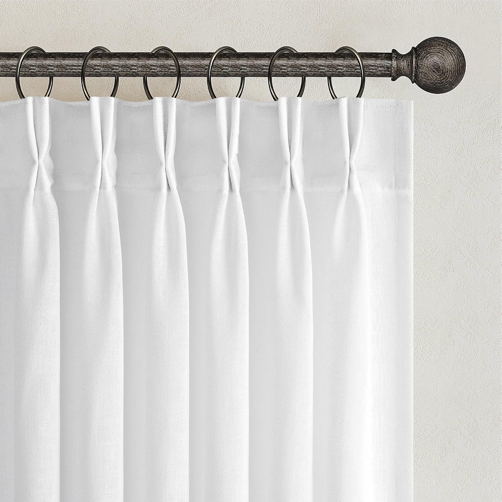 Topfinel Pinch Pleated Curtains 90 Inches Long 2 Panels Set,Natural Cream Semi Sheer Cotton Blend Fabric Aesthetic Advanced Curtain Drapes for Living Room Bedroom,40x90 inch Length