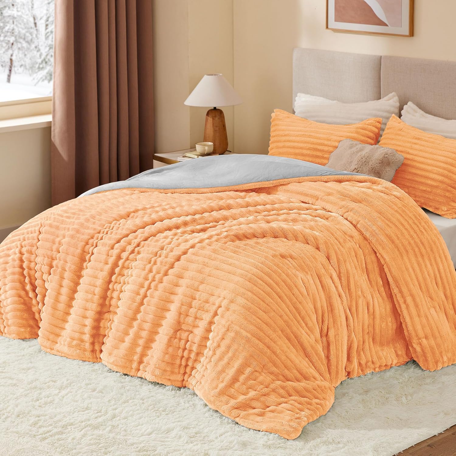 BEDELITE Fleece Twin Comforter Set -Super Soft & Warm Fluffy Coral Bedding, Luxury Fuzzy Heavy Bed Set for Winter with 1 Pillow case