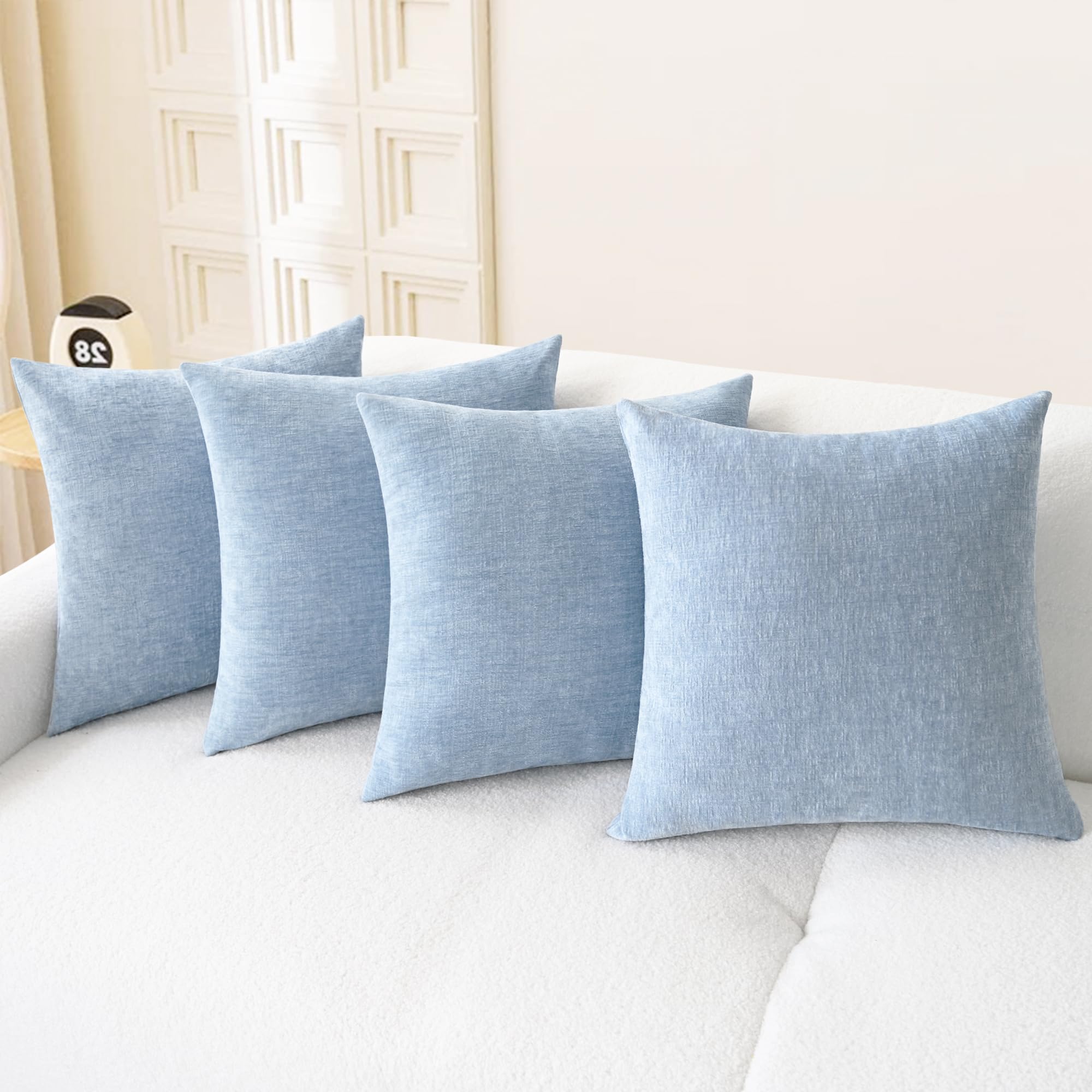 CaliTime Throw Pillow Covers Decorative 20 X 26 Inches Pack of 2 Cozy Chenille Standard Pillow Shams Cases for Couch Sofa Bed Living Room Home Living Coral