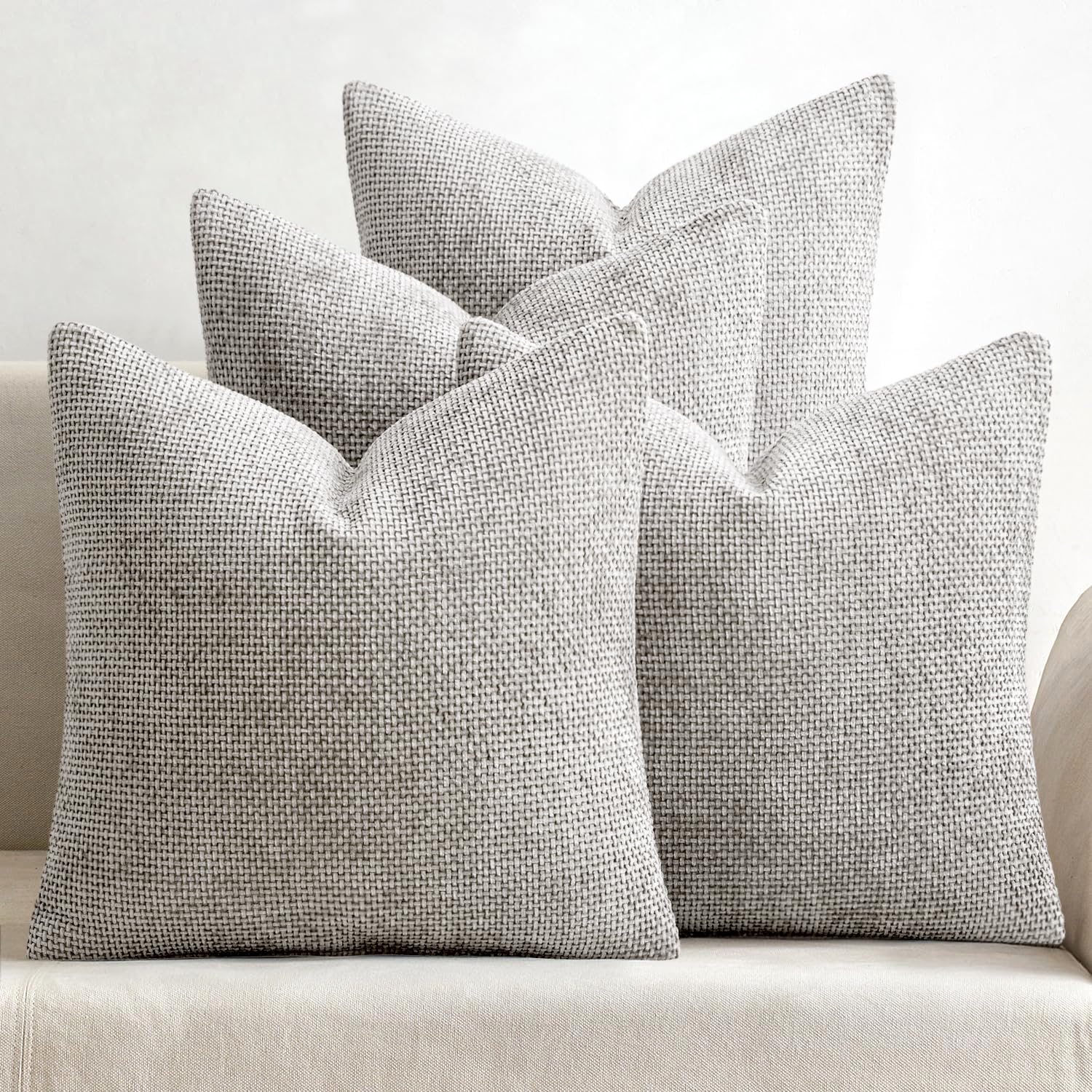 MIULEE Pack of 4 Couch Throw Pillow Covers 18x18 Inch Cream Soft Decorative Chenille Pillow Covers Farmhouse Accent Cushion Covers for Boho Spring Home Decor Sofa Bedroom Living Room
