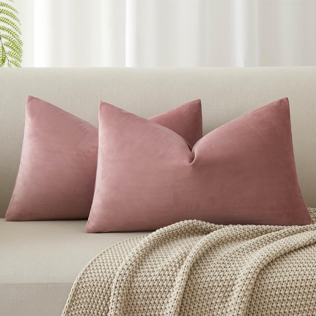 JUSPURBET Decorative Pillow Covers Set of 2 Velvet Throw Pillow Covers for Couch Sofa Bed Soft Cushion Covers Cases with Hidden Zipper for Living Room Home Decor 24x24 inch,Coral