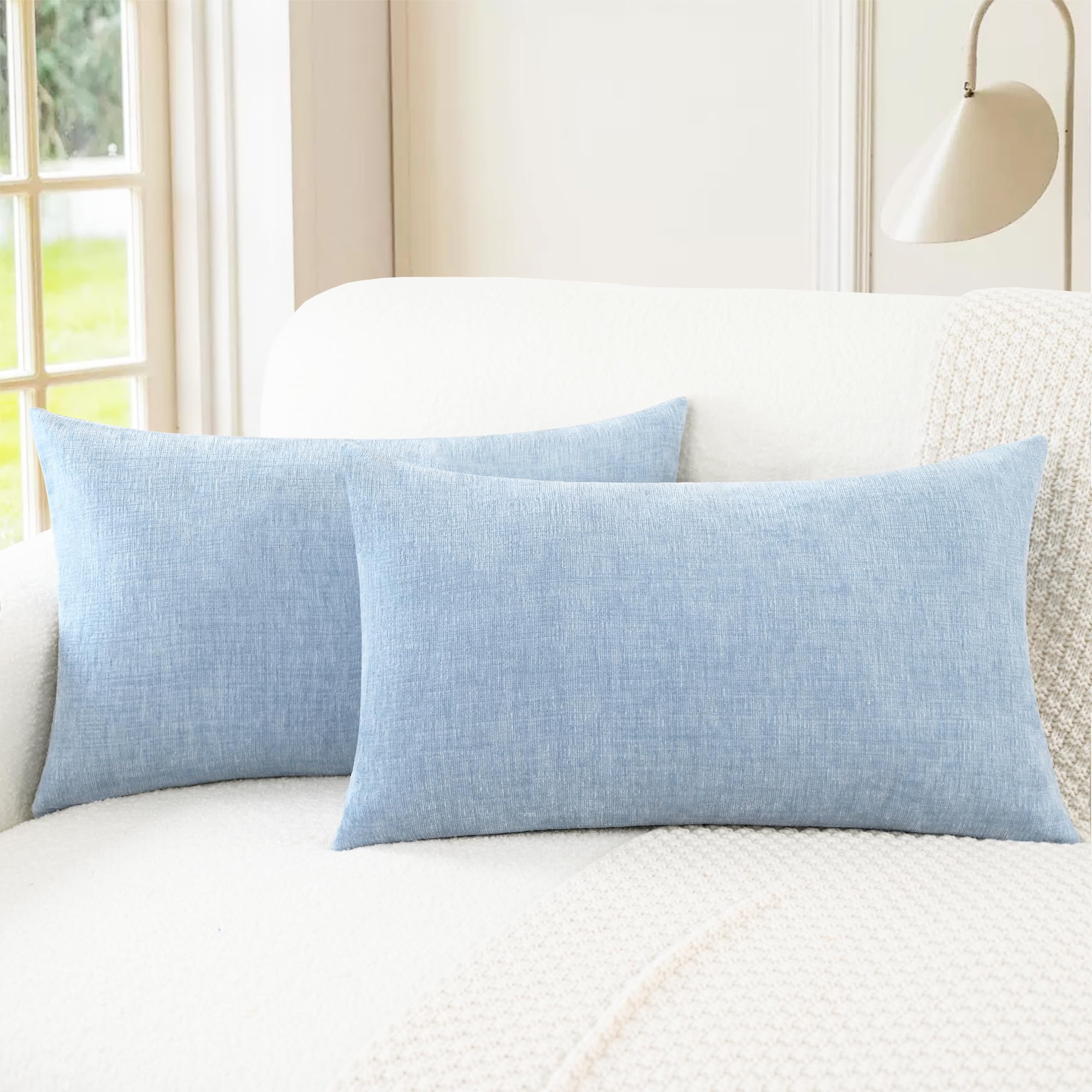 CaliTime Throw Pillow Covers Decorative 20 X 26 Inches Pack of 2 Cozy Chenille Standard Pillow Shams Cases for Couch Sofa Bed Living Room Home Living Coral
