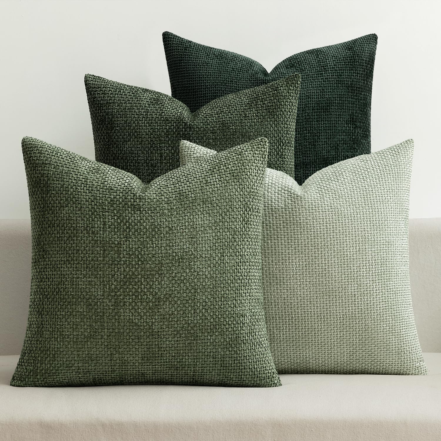 MIULEE Pack of 4 Couch Throw Pillow Covers 18x18 Inch Cream Soft Decorative Chenille Pillow Covers Farmhouse Accent Cushion Covers for Boho Spring Home Decor Sofa Bedroom Living Room
