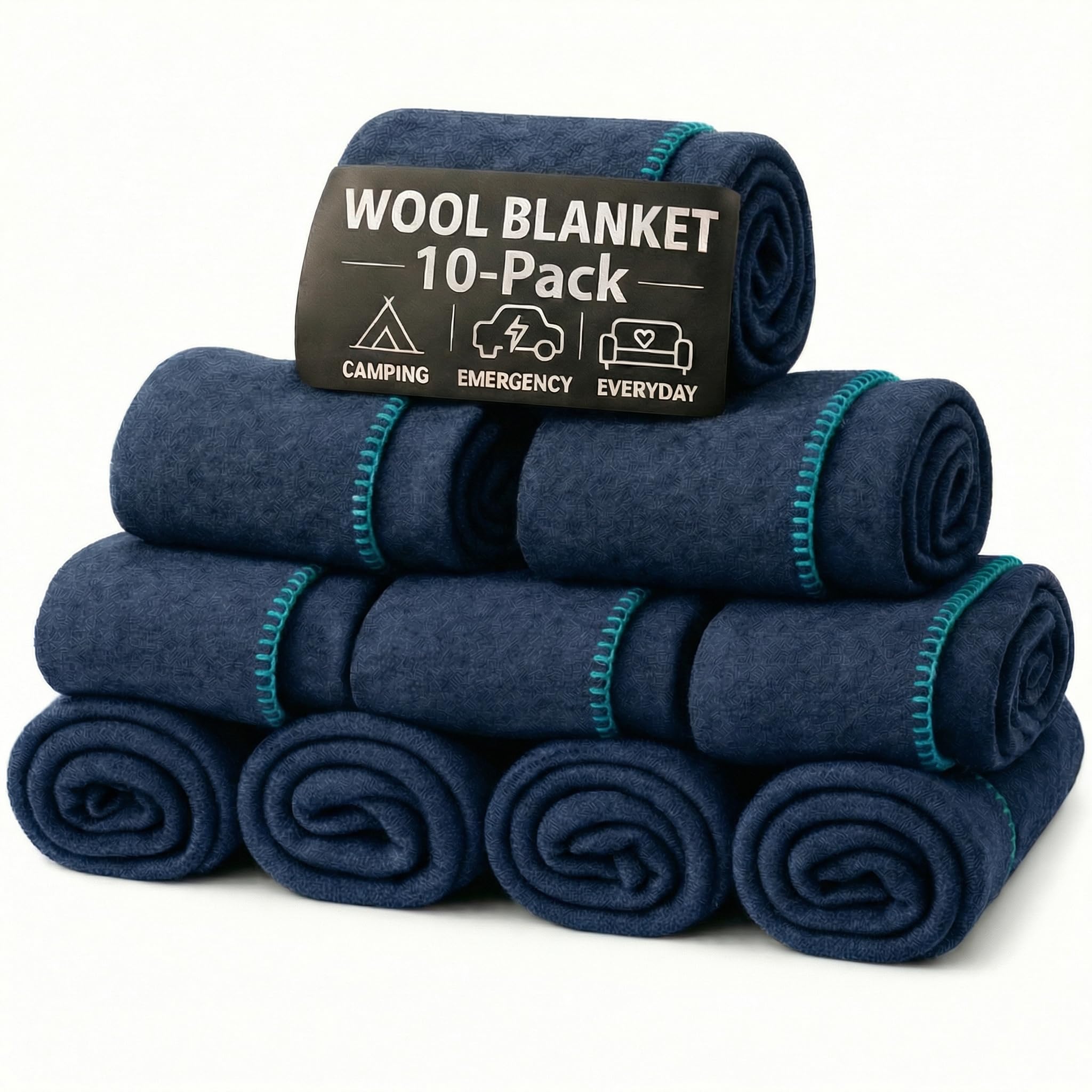 Wool Camping Blanket - 70% Wool Heavy-Duty Military Style Throw, Warm & Washable, Fire Retardant Cover for Emergency, Survival & Outdoor Use - Perfect for Camping, Car, Home & Hiking, Grey 66x90