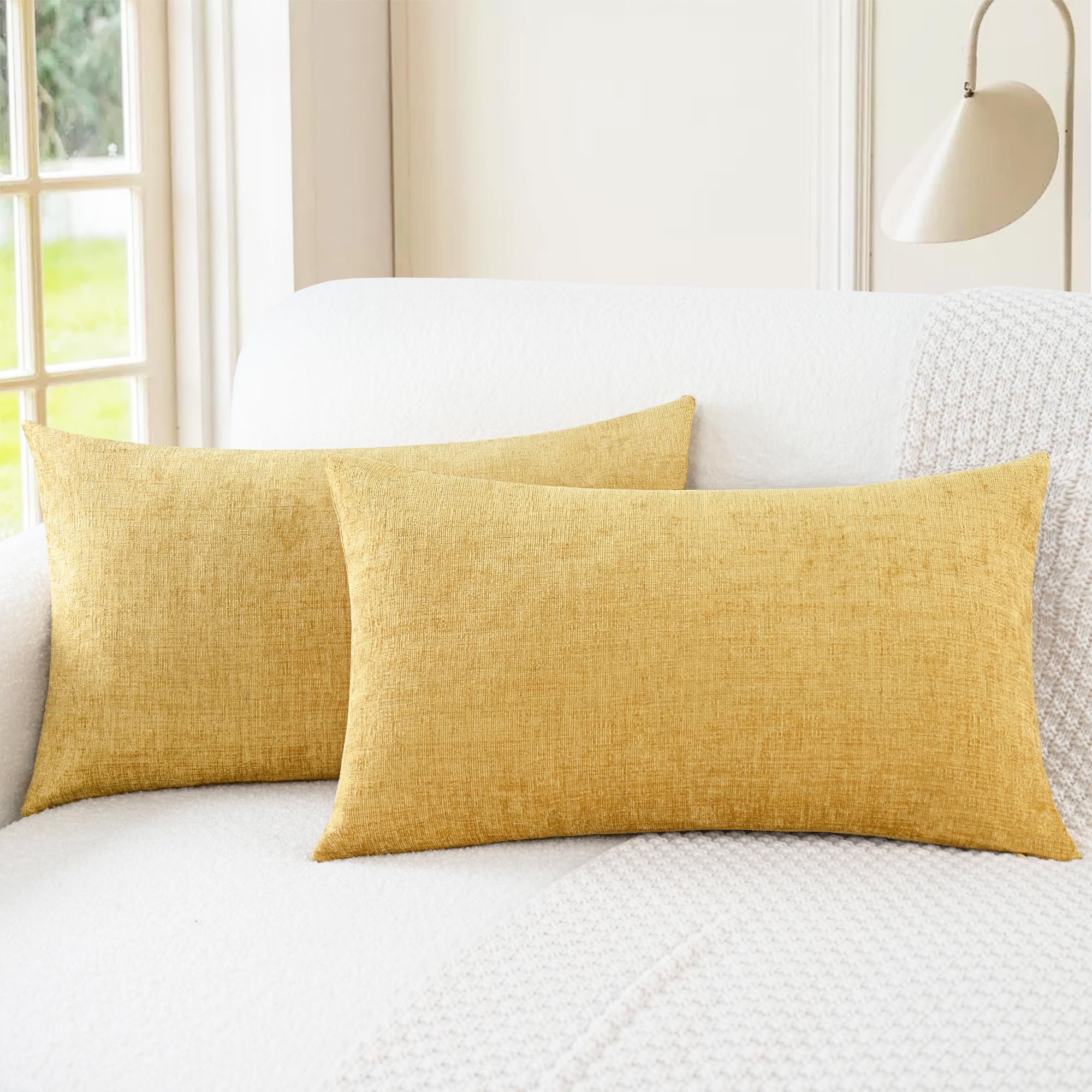CaliTime Throw Pillow Covers Decorative 20 X 26 Inches Pack of 2 Cozy Chenille Standard Pillow Shams Cases for Couch Sofa Bed Living Room Home Living Coral