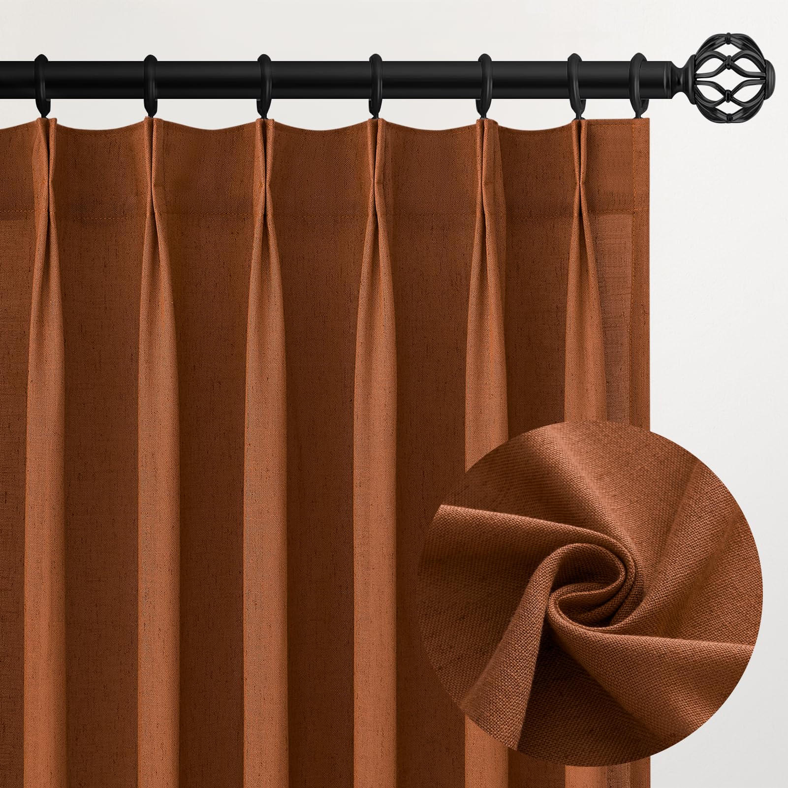 Topfinel Pinch Pleated Curtains 90 Inches Long 2 Panels Set,Natural Cream Semi Sheer Cotton Blend Fabric Aesthetic Advanced Curtain Drapes for Living Room Bedroom,40x90 inch Length