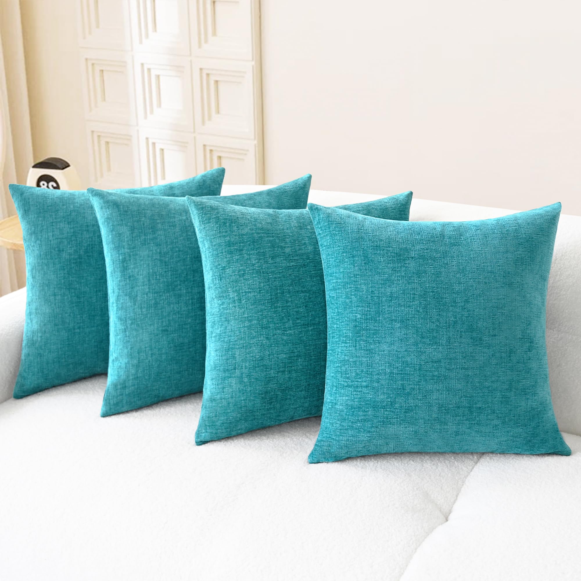 CaliTime Throw Pillow Covers Decorative 20 X 26 Inches Pack of 2 Cozy Chenille Standard Pillow Shams Cases for Couch Sofa Bed Living Room Home Living Coral