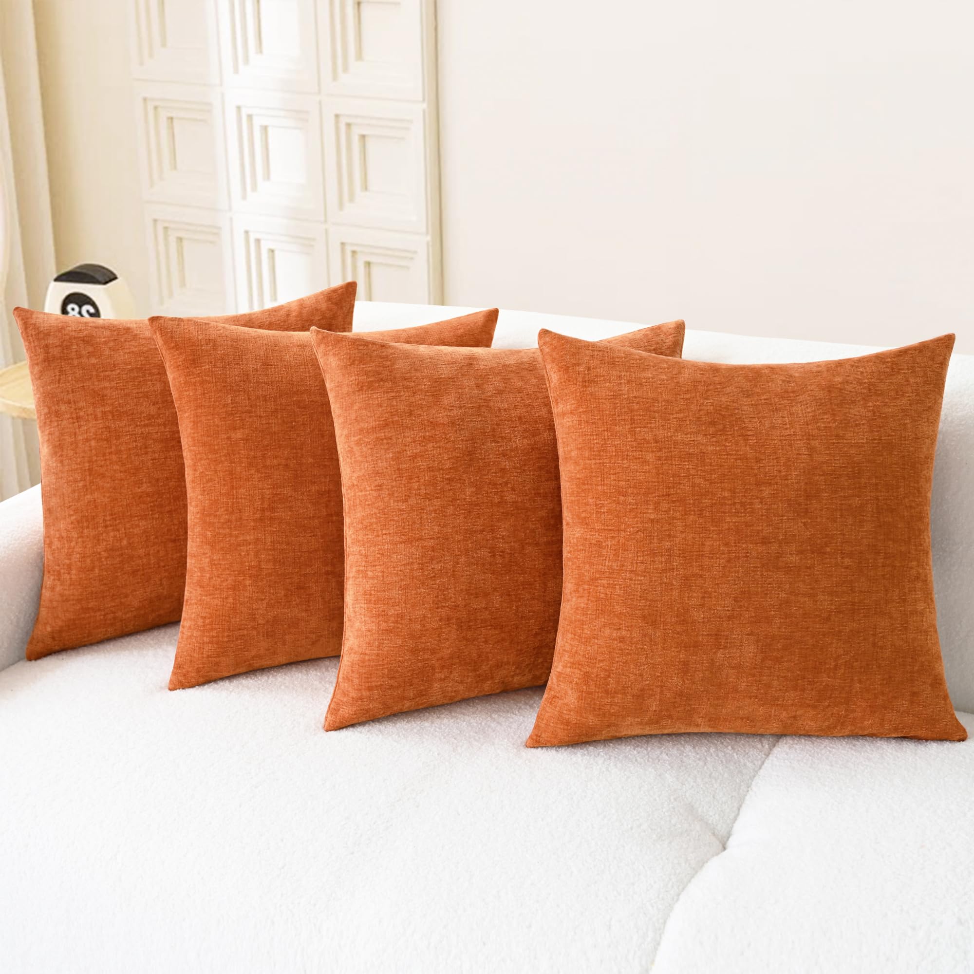 CaliTime Throw Pillow Covers Decorative 20 X 26 Inches Pack of 2 Cozy Chenille Standard Pillow Shams Cases for Couch Sofa Bed Living Room Home Living Coral