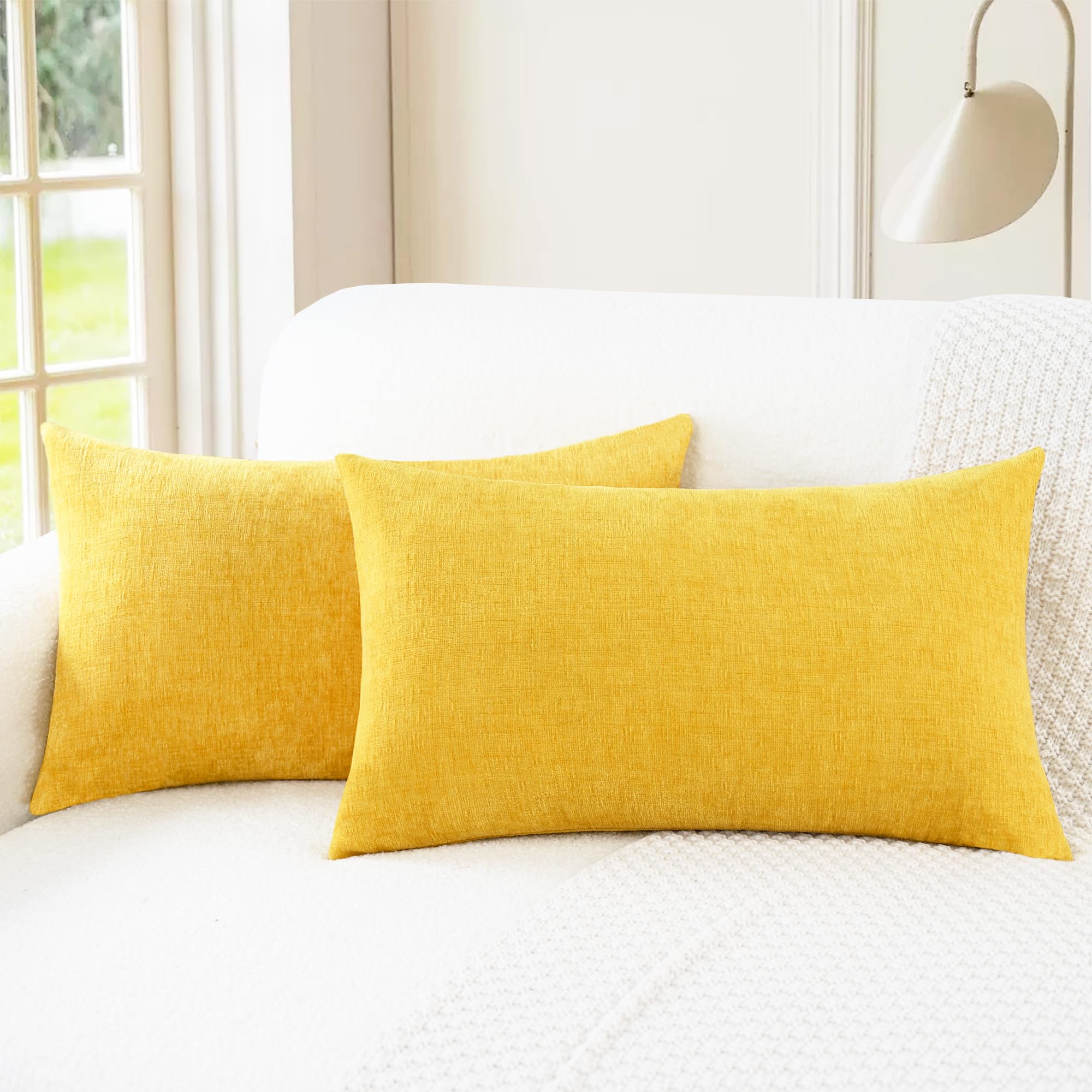 CaliTime Throw Pillow Covers Decorative 20 X 26 Inches Pack of 2 Cozy Chenille Standard Pillow Shams Cases for Couch Sofa Bed Living Room Home Living Coral