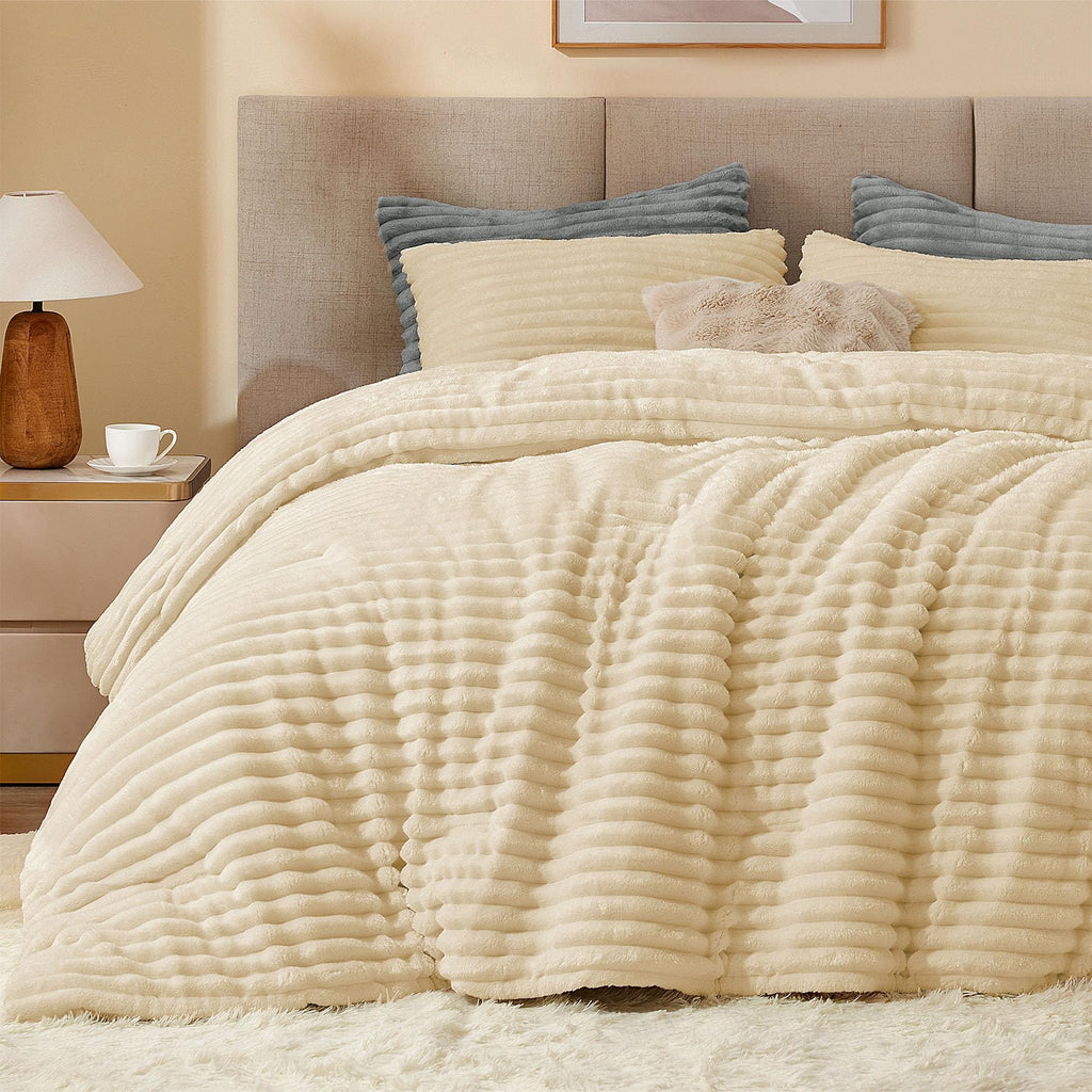 BEDELITE Fleece Twin Comforter Set -Super Soft & Warm Fluffy Coral Bedding, Luxury Fuzzy Heavy Bed Set for Winter with 1 Pillow case