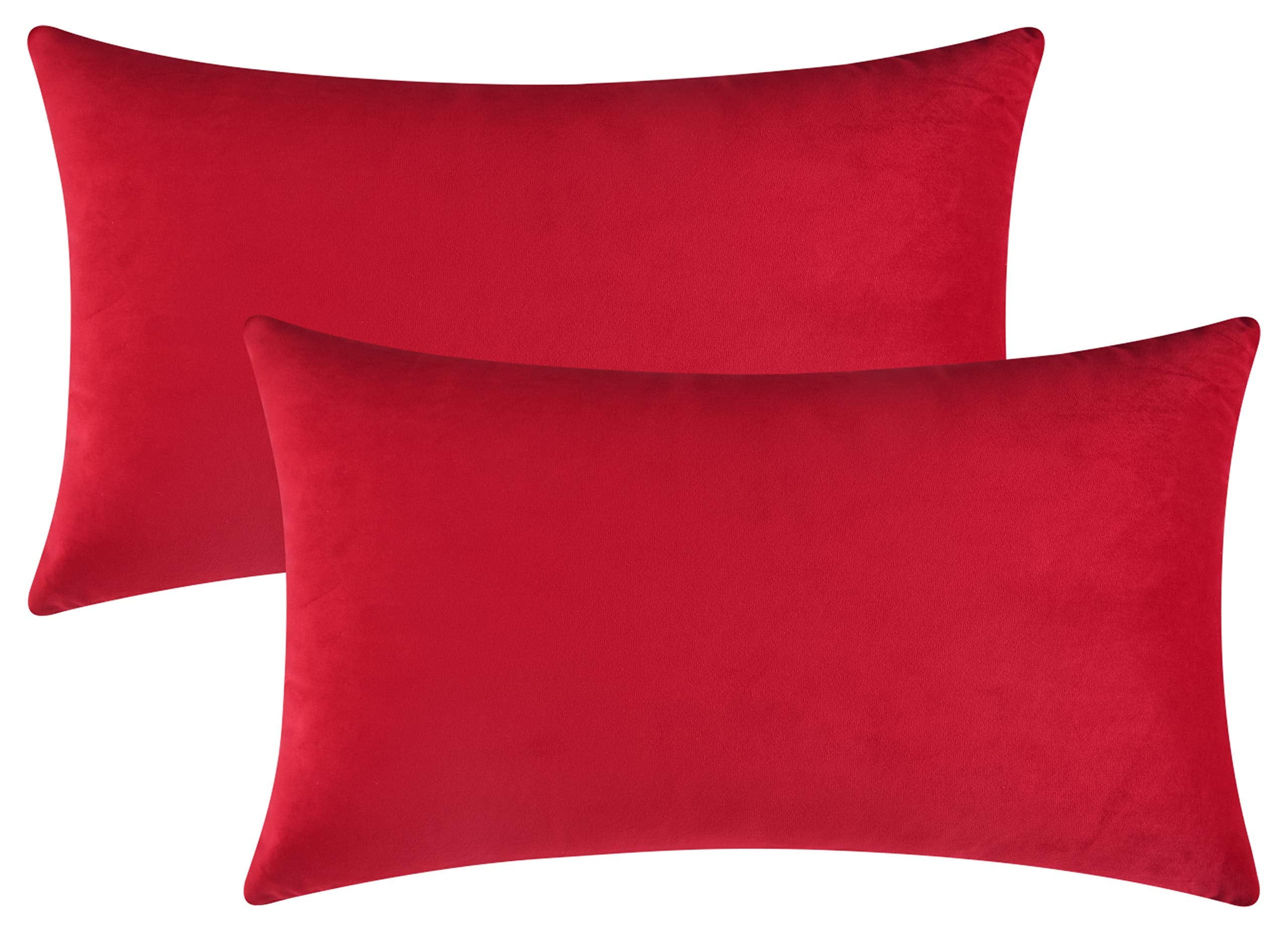 Mixhug Decorative Throw Pillow Covers, Velvet Cushion Covers, Solid Throw Pillow Cases for Couch and Bed, Pale Coral, 26 x 26 Inches, Set of 2