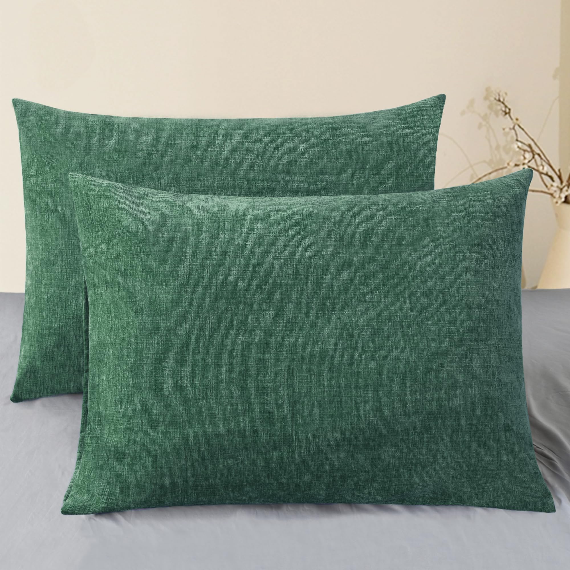 CaliTime Throw Pillow Covers Decorative 20 X 26 Inches Pack of 2 Cozy Chenille Standard Pillow Shams Cases for Couch Sofa Bed Living Room Home Living Coral