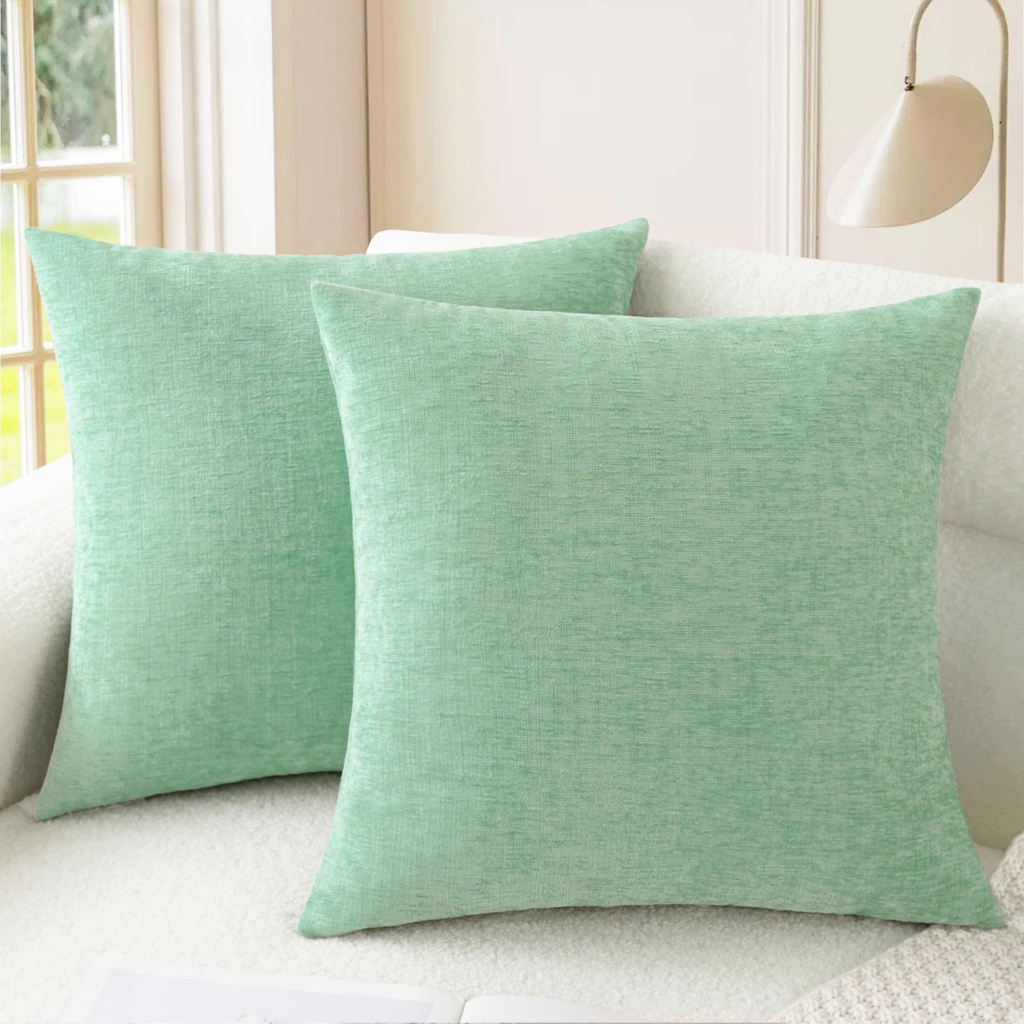 CaliTime Throw Pillow Covers Decorative 20 X 26 Inches Pack of 2 Cozy Chenille Standard Pillow Shams Cases for Couch Sofa Bed Living Room Home Living Coral