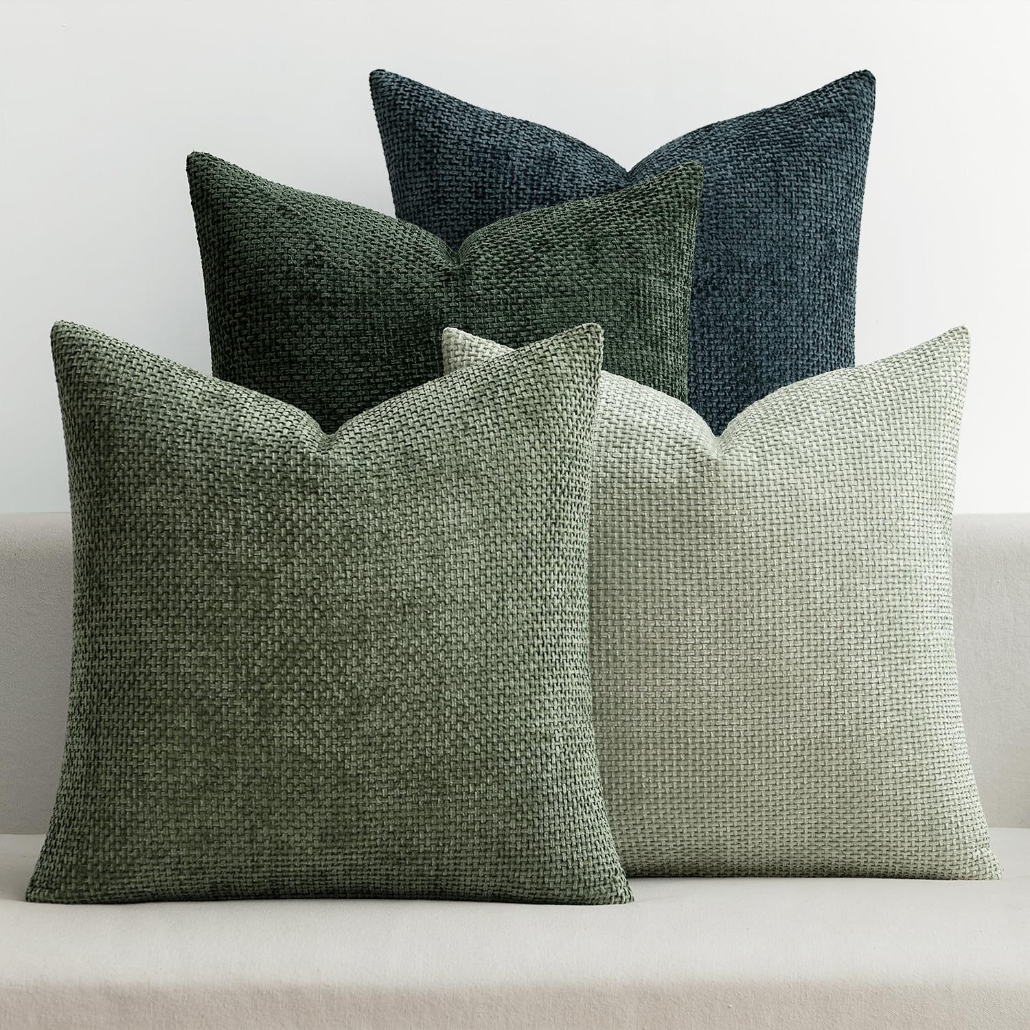 MIULEE Pack of 4 Couch Throw Pillow Covers 18x18 Inch Cream Soft Decorative Chenille Pillow Covers Farmhouse Accent Cushion Covers for Boho Spring Home Decor Sofa Bedroom Living Room