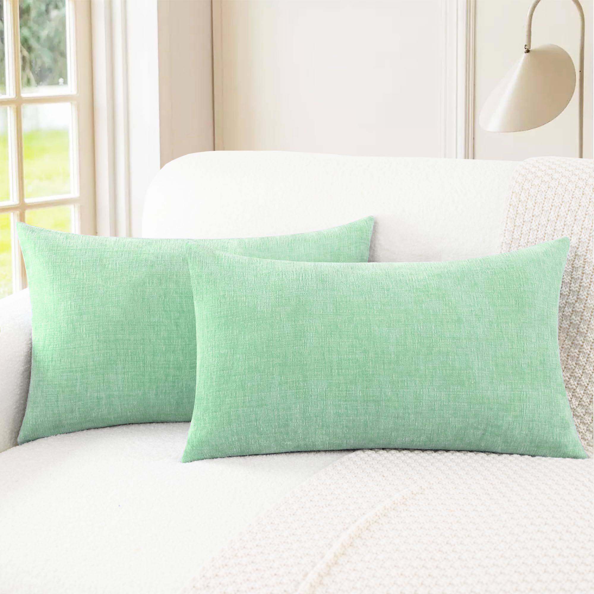 CaliTime Throw Pillow Covers Decorative 20 X 26 Inches Pack of 2 Cozy Chenille Standard Pillow Shams Cases for Couch Sofa Bed Living Room Home Living Coral