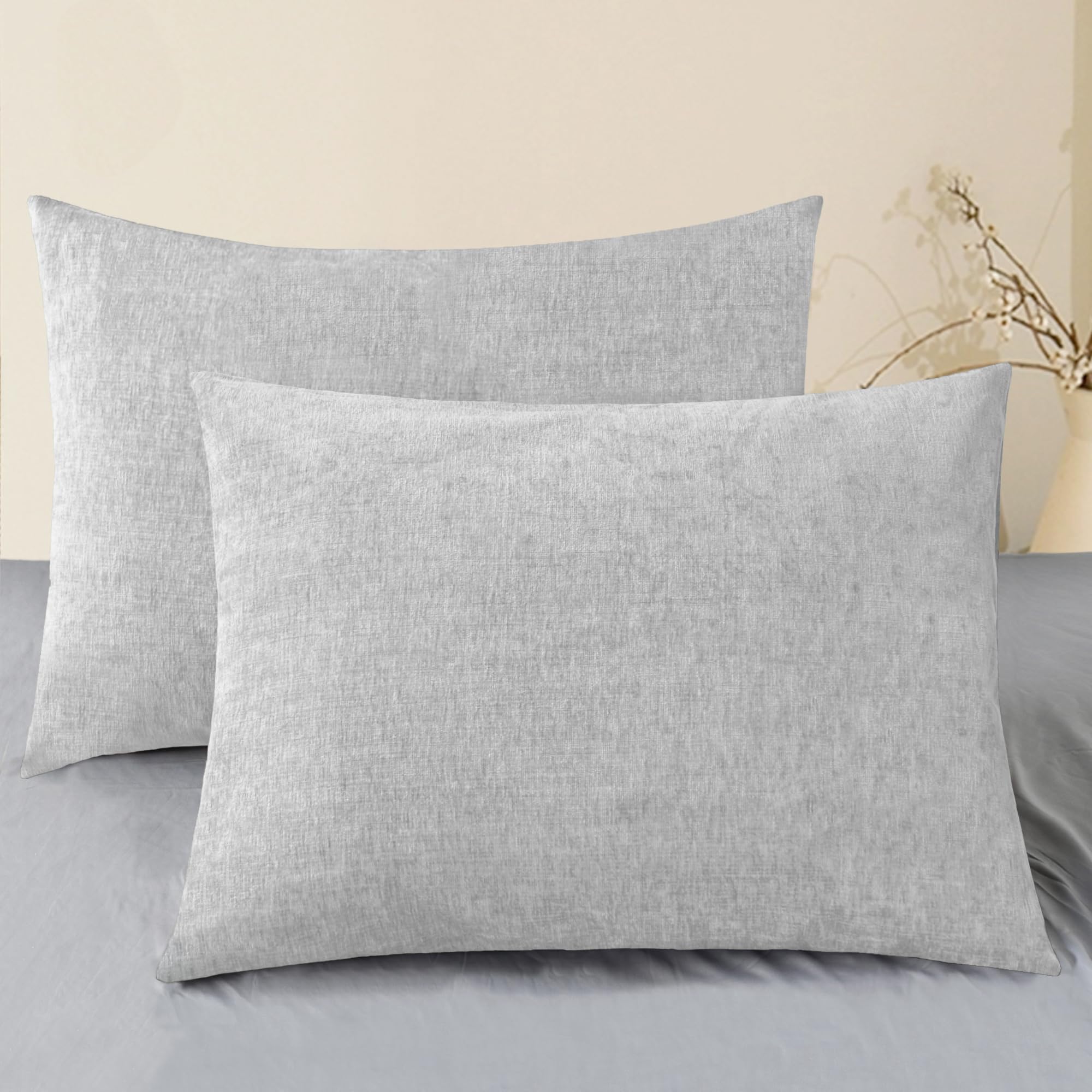 CaliTime Throw Pillow Covers Decorative 20 X 26 Inches Pack of 2 Cozy Chenille Standard Pillow Shams Cases for Couch Sofa Bed Living Room Home Living Coral