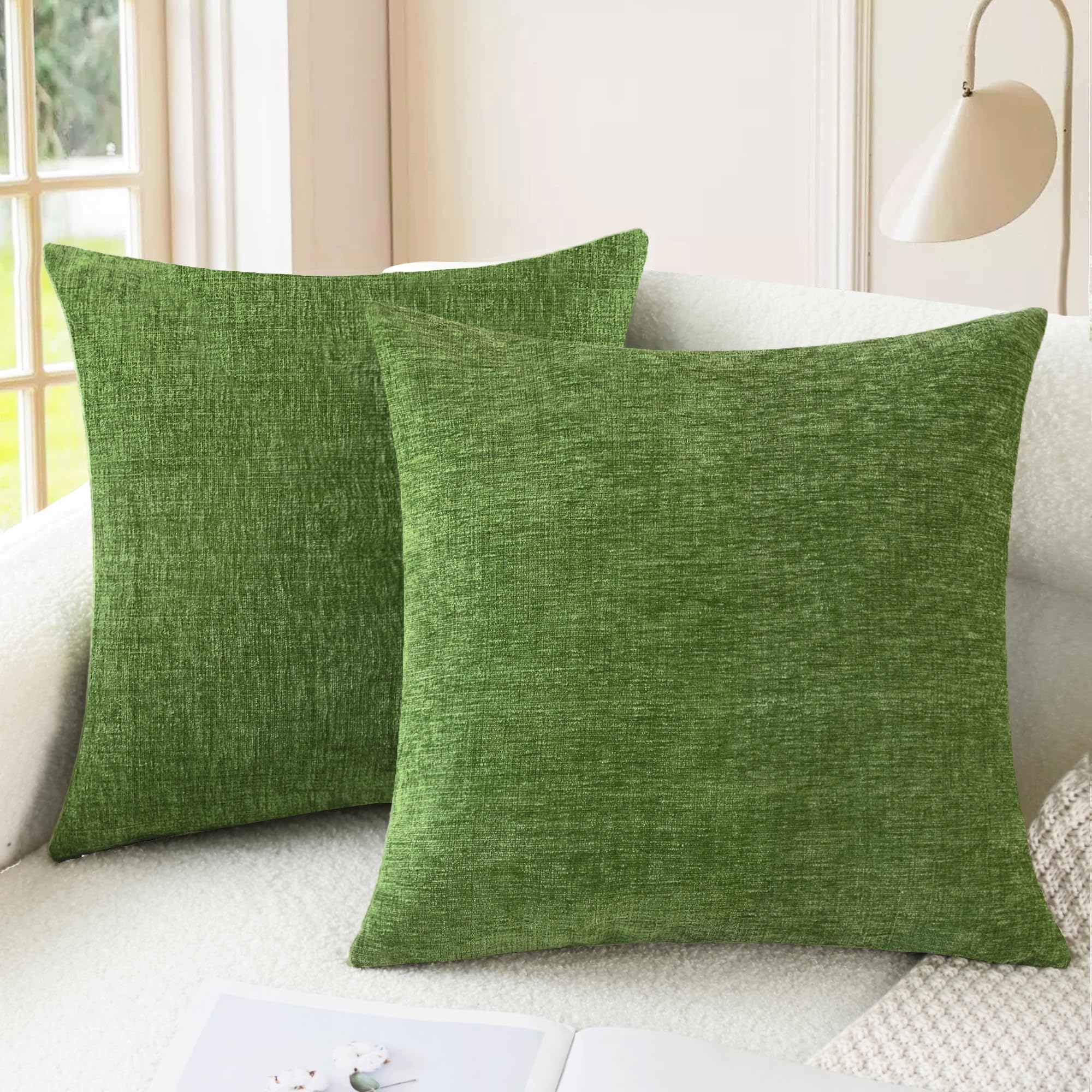 CaliTime Throw Pillow Covers Decorative 20 X 26 Inches Pack of 2 Cozy Chenille Standard Pillow Shams Cases for Couch Sofa Bed Living Room Home Living Coral