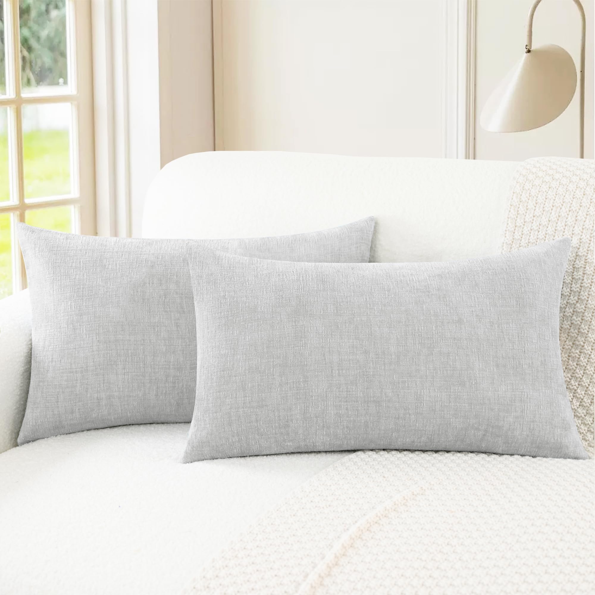 CaliTime Throw Pillow Covers Decorative 20 X 26 Inches Pack of 2 Cozy Chenille Standard Pillow Shams Cases for Couch Sofa Bed Living Room Home Living Coral
