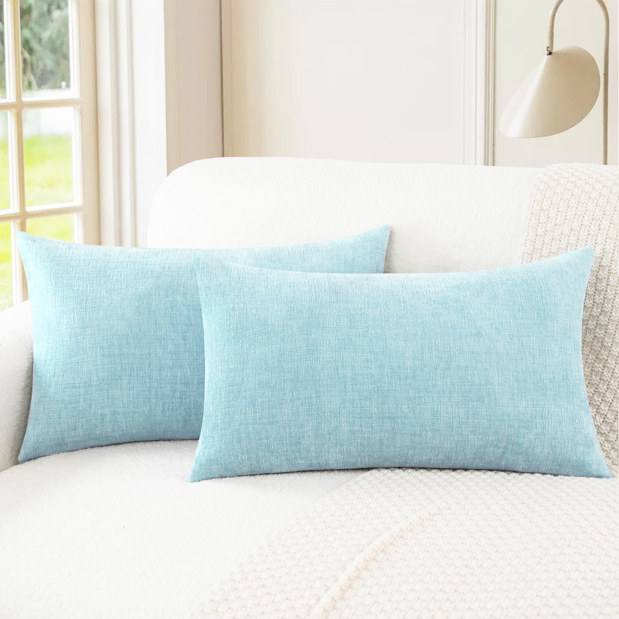 CaliTime Throw Pillow Covers Decorative 20 X 26 Inches Pack of 2 Cozy Chenille Standard Pillow Shams Cases for Couch Sofa Bed Living Room Home Living Coral