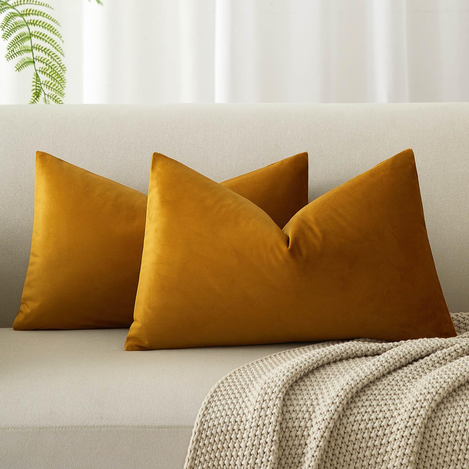 JUSPURBET Decorative Pillow Covers Set of 2 Velvet Throw Pillow Covers for Couch Sofa Bed Soft Cushion Covers Cases with Hidden Zipper for Living Room Home Decor 24x24 inch,Coral