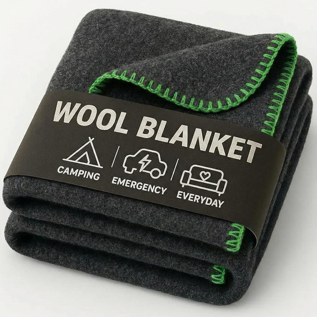 Wool Camping Blanket - 70% Wool Heavy-Duty Military Style Throw, Warm & Washable, Fire Retardant Cover for Emergency, Survival & Outdoor Use - Perfect for Camping, Car, Home & Hiking, Grey 66x90