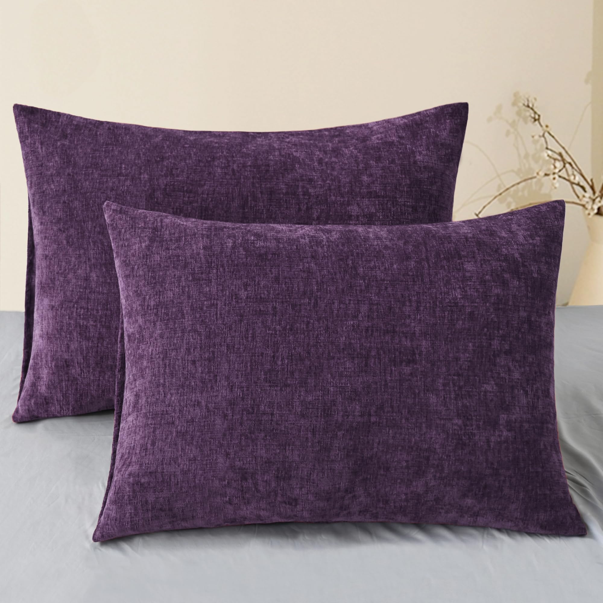 CaliTime Throw Pillow Covers Decorative 20 X 26 Inches Pack of 2 Cozy Chenille Standard Pillow Shams Cases for Couch Sofa Bed Living Room Home Living Coral