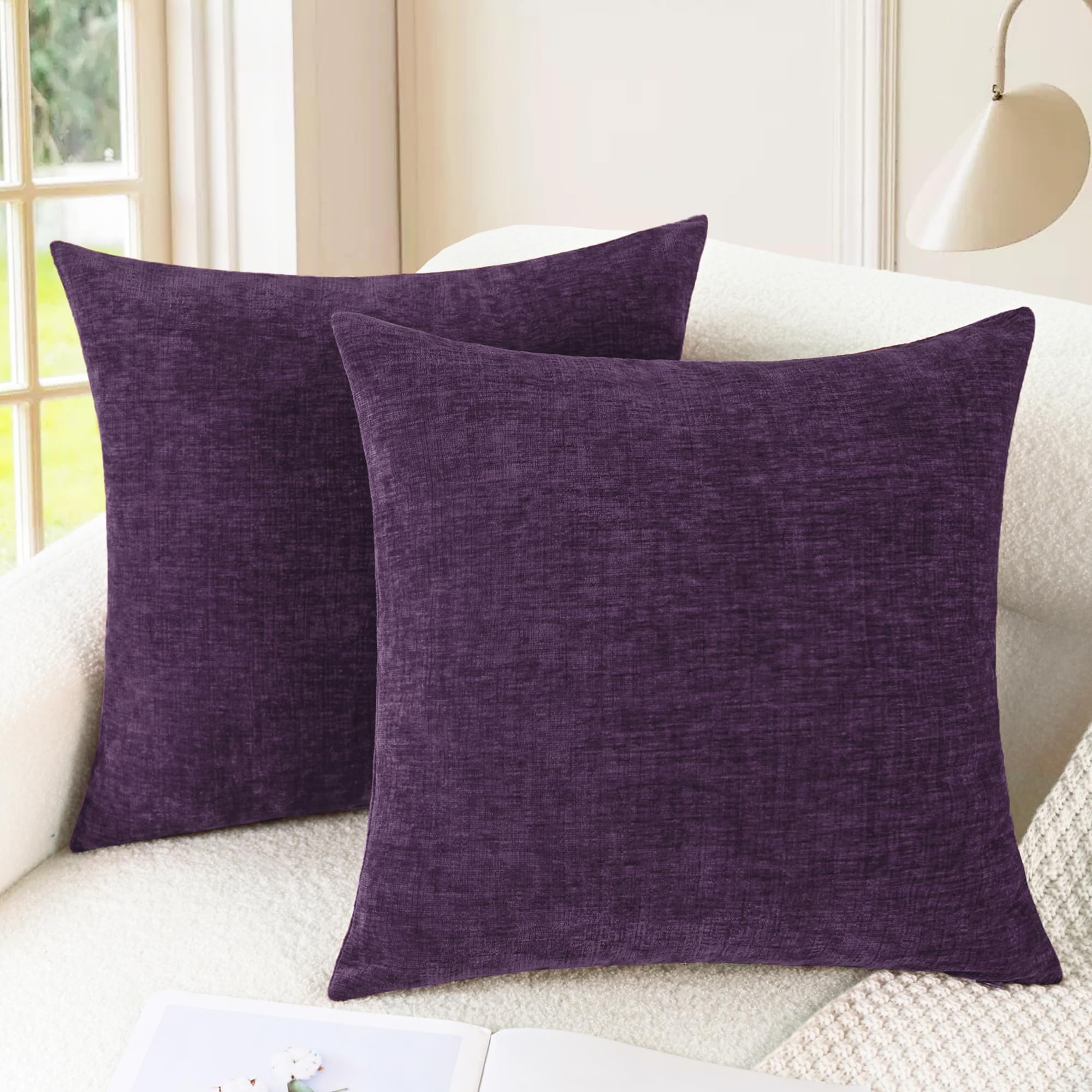 CaliTime Throw Pillow Covers Decorative 20 X 26 Inches Pack of 2 Cozy Chenille Standard Pillow Shams Cases for Couch Sofa Bed Living Room Home Living Coral