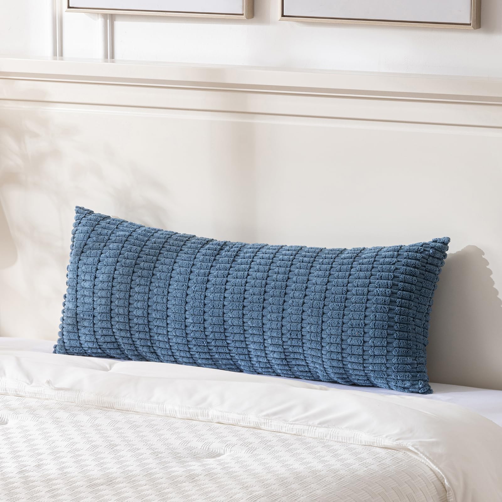 Fancy Homi Decorative Throw Pillow Covers for Bed Couch Bedroom Bench, Soft Corduroy Solid Pillow Case, Rustic Farmhouse Boho Room Decor,54" x 20" (Pack of 1),Coral