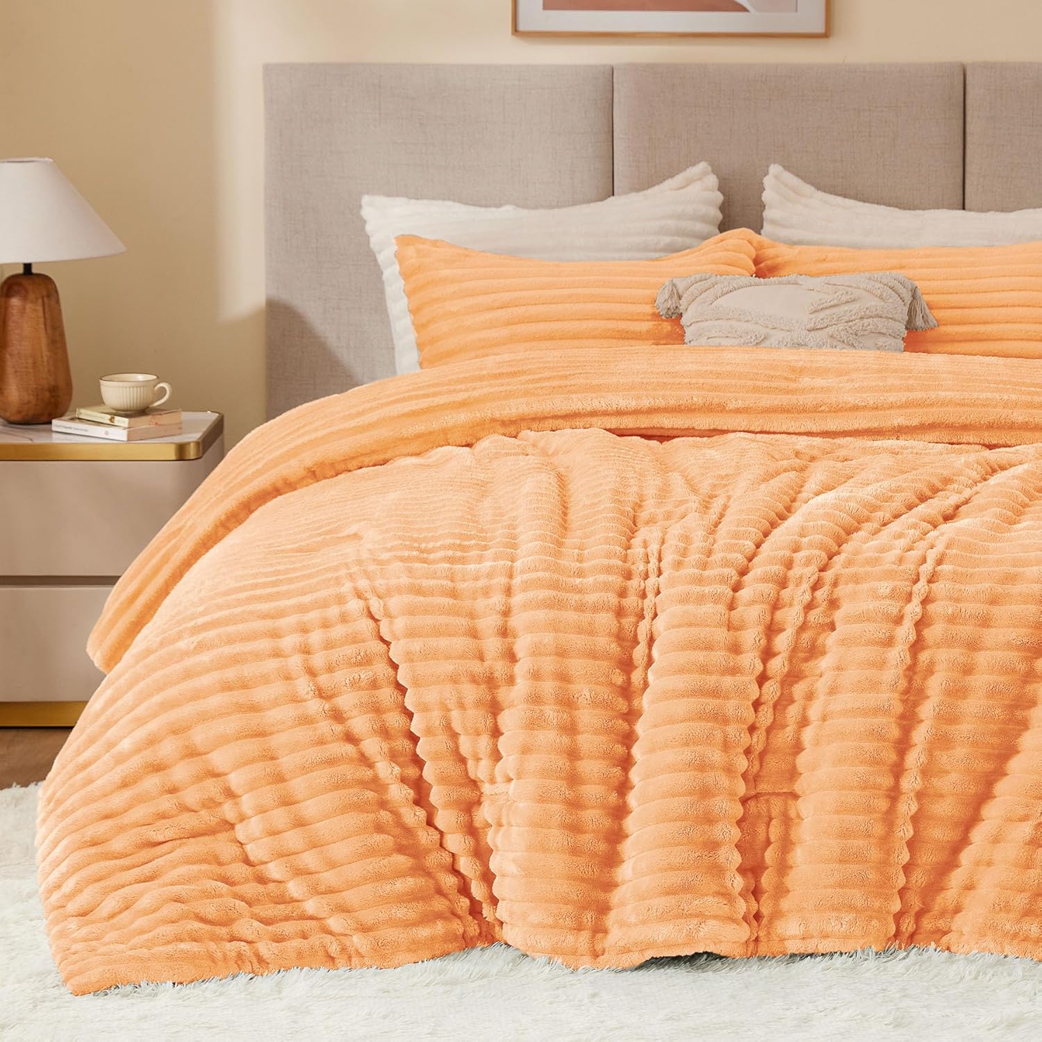 BEDELITE Fleece Twin Comforter Set -Super Soft & Warm Fluffy Coral Bedding, Luxury Fuzzy Heavy Bed Set for Winter with 1 Pillow case
