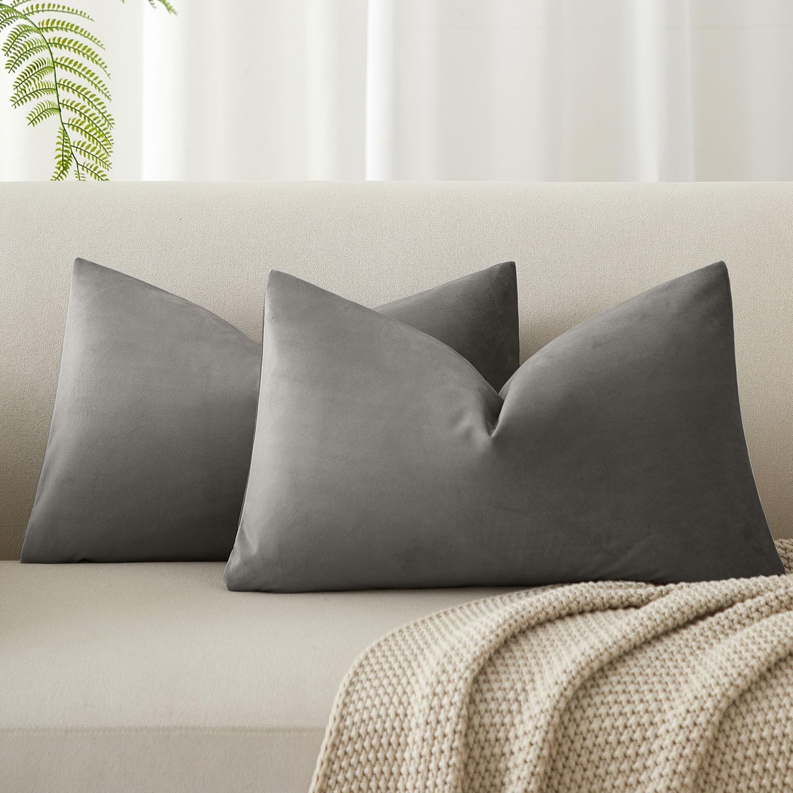 JUSPURBET Decorative Pillow Covers Set of 2 Velvet Throw Pillow Covers for Couch Sofa Bed Soft Cushion Covers Cases with Hidden Zipper for Living Room Home Decor 24x24 inch,Coral
