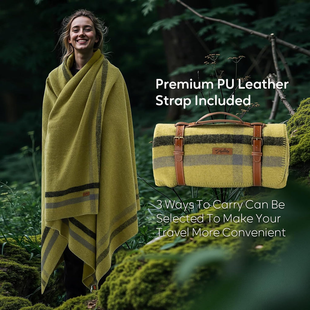 Molithe 100% Wool Blanket, 62" x 86", Warm, Thick, Washable, Military Wool Blanket, Great for Camping, Outdoors, Sporting Events, Survival Kits