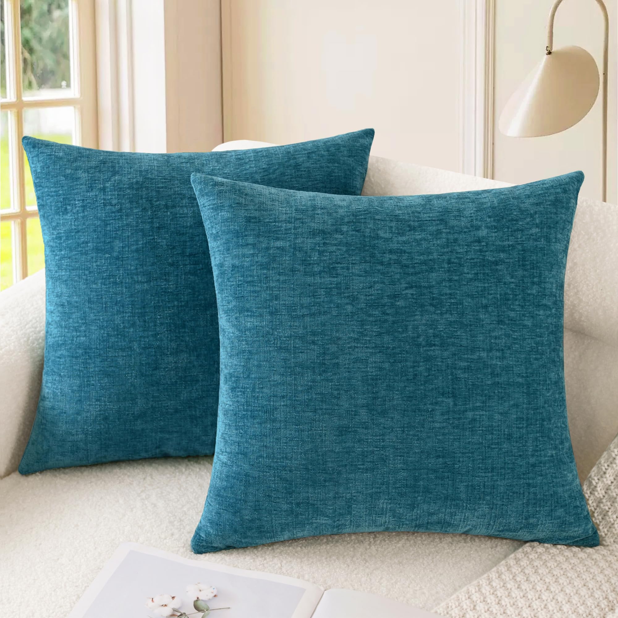 CaliTime Throw Pillow Covers Decorative 20 X 26 Inches Pack of 2 Cozy Chenille Standard Pillow Shams Cases for Couch Sofa Bed Living Room Home Living Coral