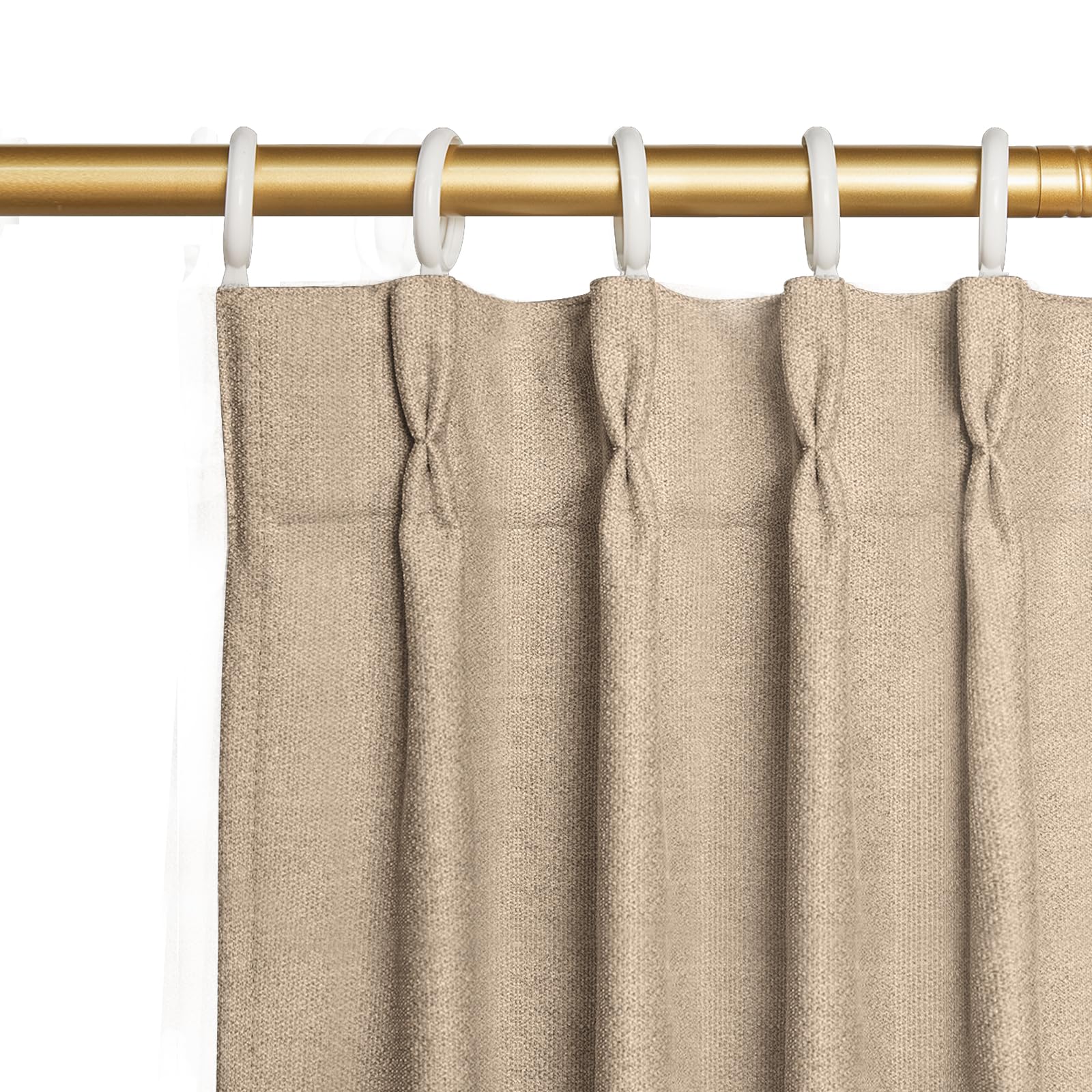 Joydeco Linen Curtains 96 inch Length 2 Panel Set, Light Filtering Curtain for Living Room Bedroom, 52 inch Wide Drapes with Rod Pocket Back Tab (96" Lx52 W, Ivory on Linen)