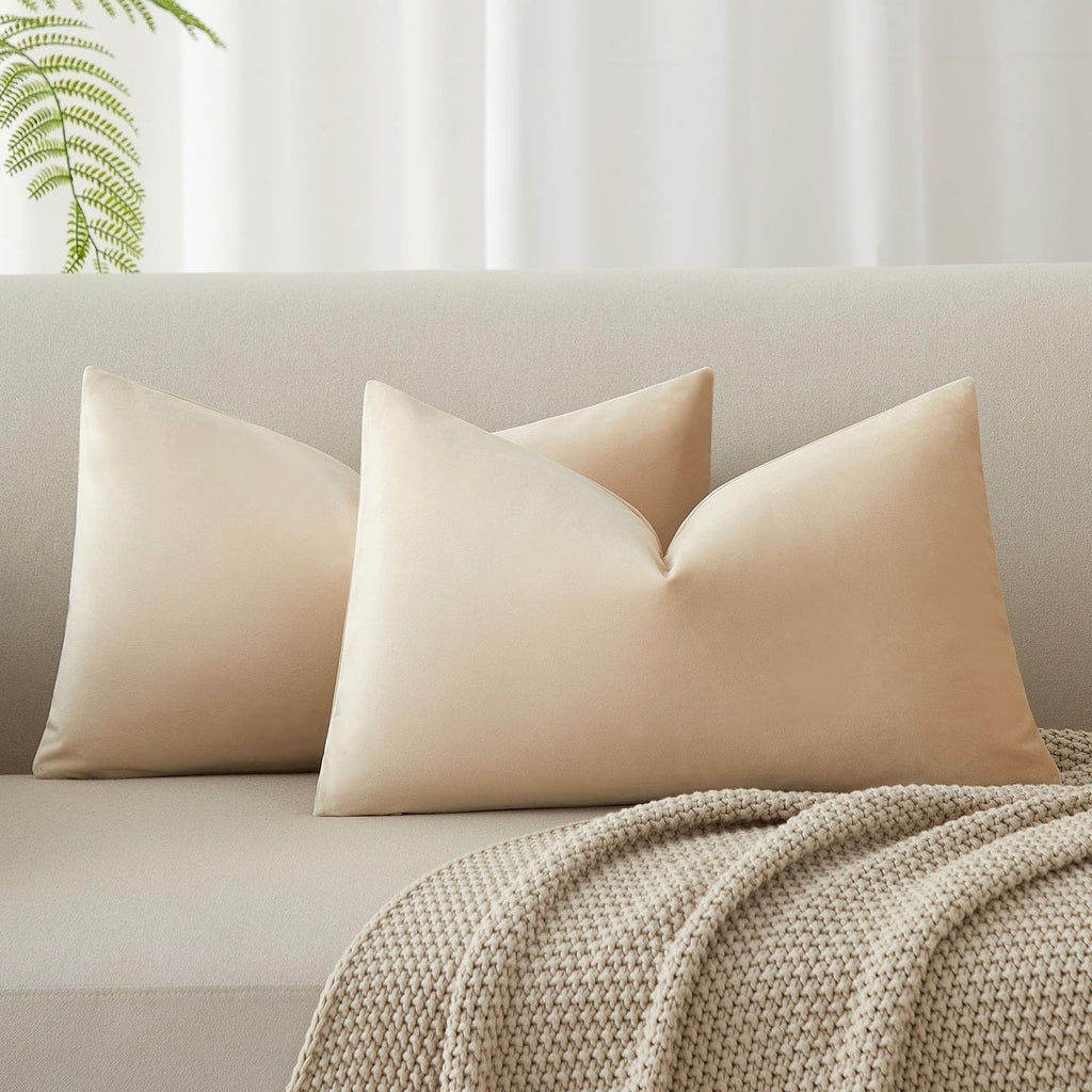 JUSPURBET Decorative Pillow Covers Set of 2 Velvet Throw Pillow Covers for Couch Sofa Bed Soft Cushion Covers Cases with Hidden Zipper for Living Room Home Decor 24x24 inch,Coral