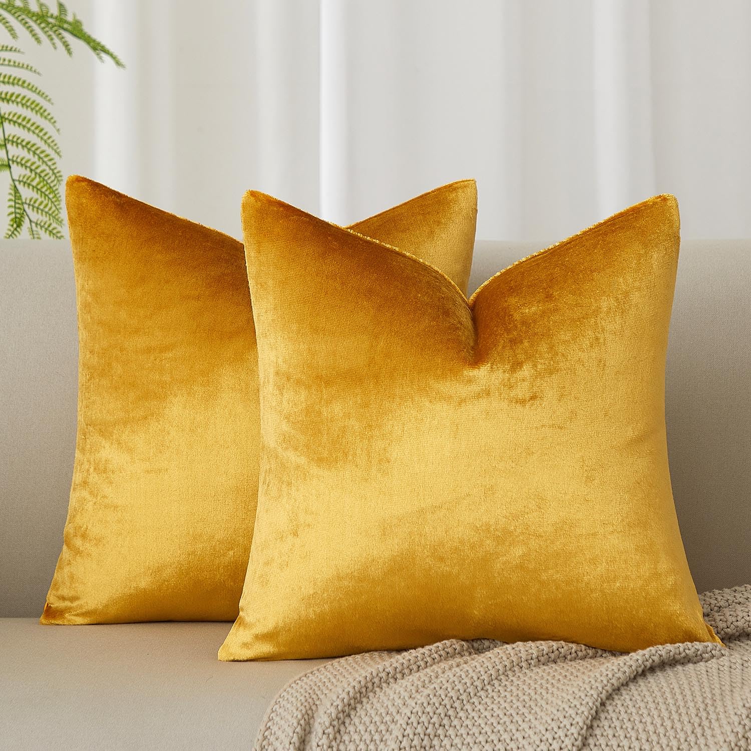 JUSPURBET Decorative Pillow Covers Set of 2 Velvet Throw Pillow Covers for Couch Sofa Bed Soft Cushion Covers Cases with Hidden Zipper for Living Room Home Decor 24x24 inch,Coral