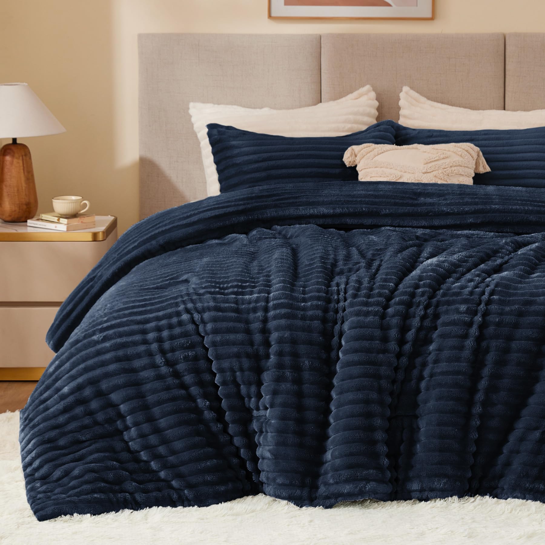 BEDELITE Fleece Twin Comforter Set -Super Soft & Warm Fluffy Coral Bedding, Luxury Fuzzy Heavy Bed Set for Winter with 1 Pillow case