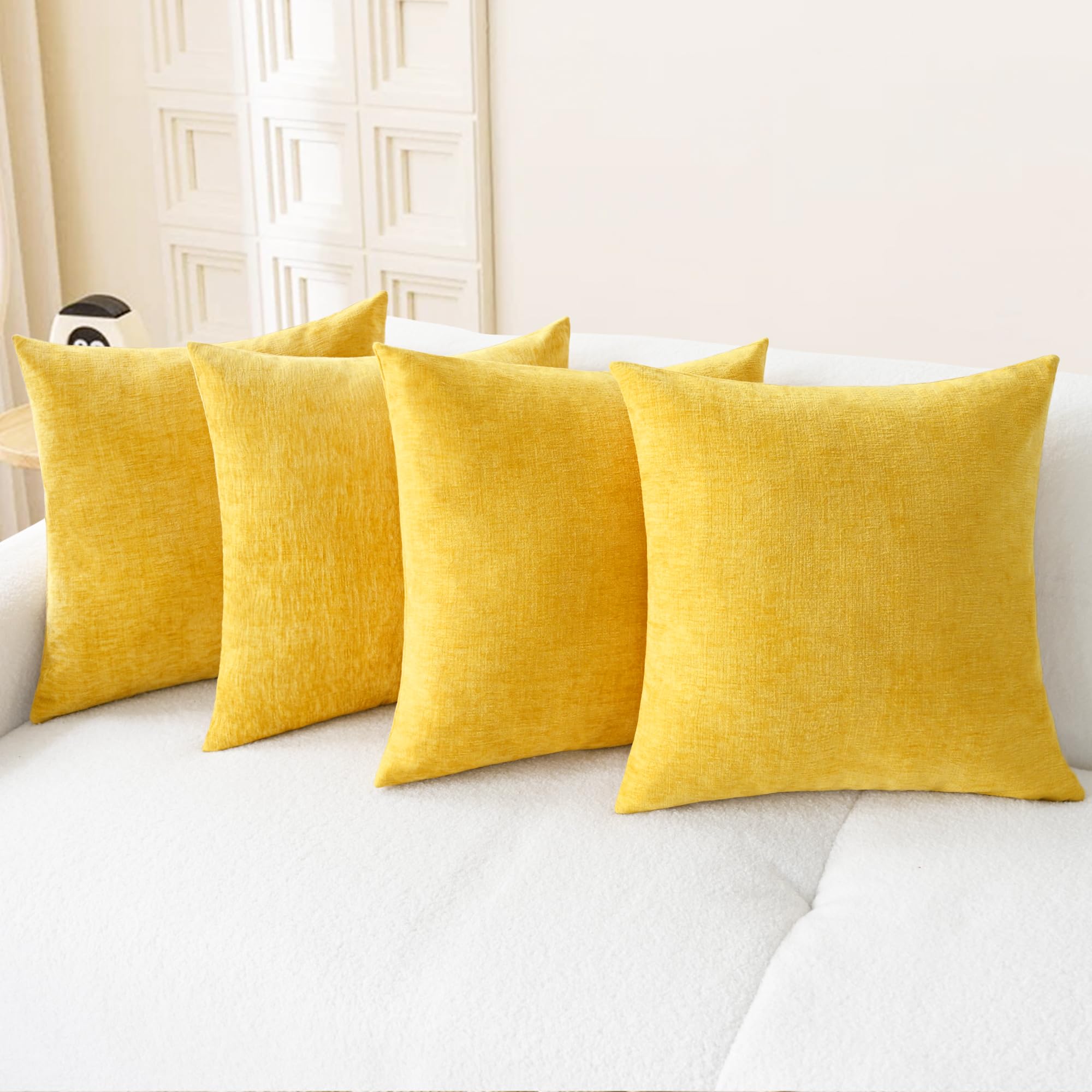 CaliTime Throw Pillow Covers Decorative 20 X 26 Inches Pack of 2 Cozy Chenille Standard Pillow Shams Cases for Couch Sofa Bed Living Room Home Living Coral