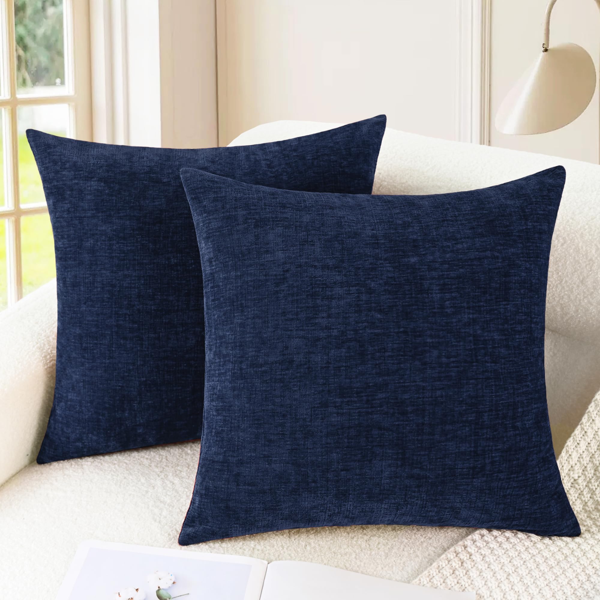 CaliTime Throw Pillow Covers Decorative 20 X 26 Inches Pack of 2 Cozy Chenille Standard Pillow Shams Cases for Couch Sofa Bed Living Room Home Living Coral