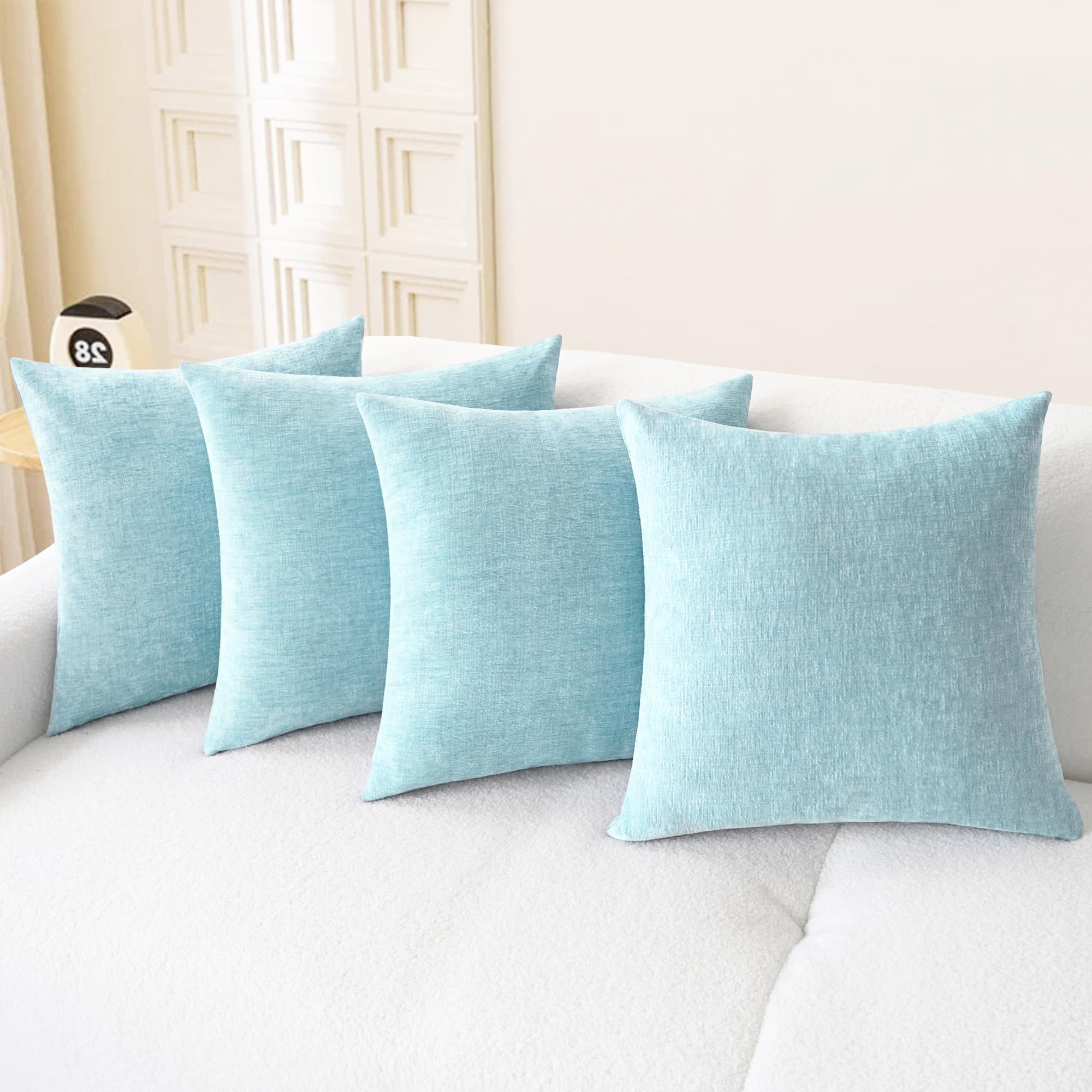 CaliTime Throw Pillow Covers Decorative 20 X 26 Inches Pack of 2 Cozy Chenille Standard Pillow Shams Cases for Couch Sofa Bed Living Room Home Living Coral