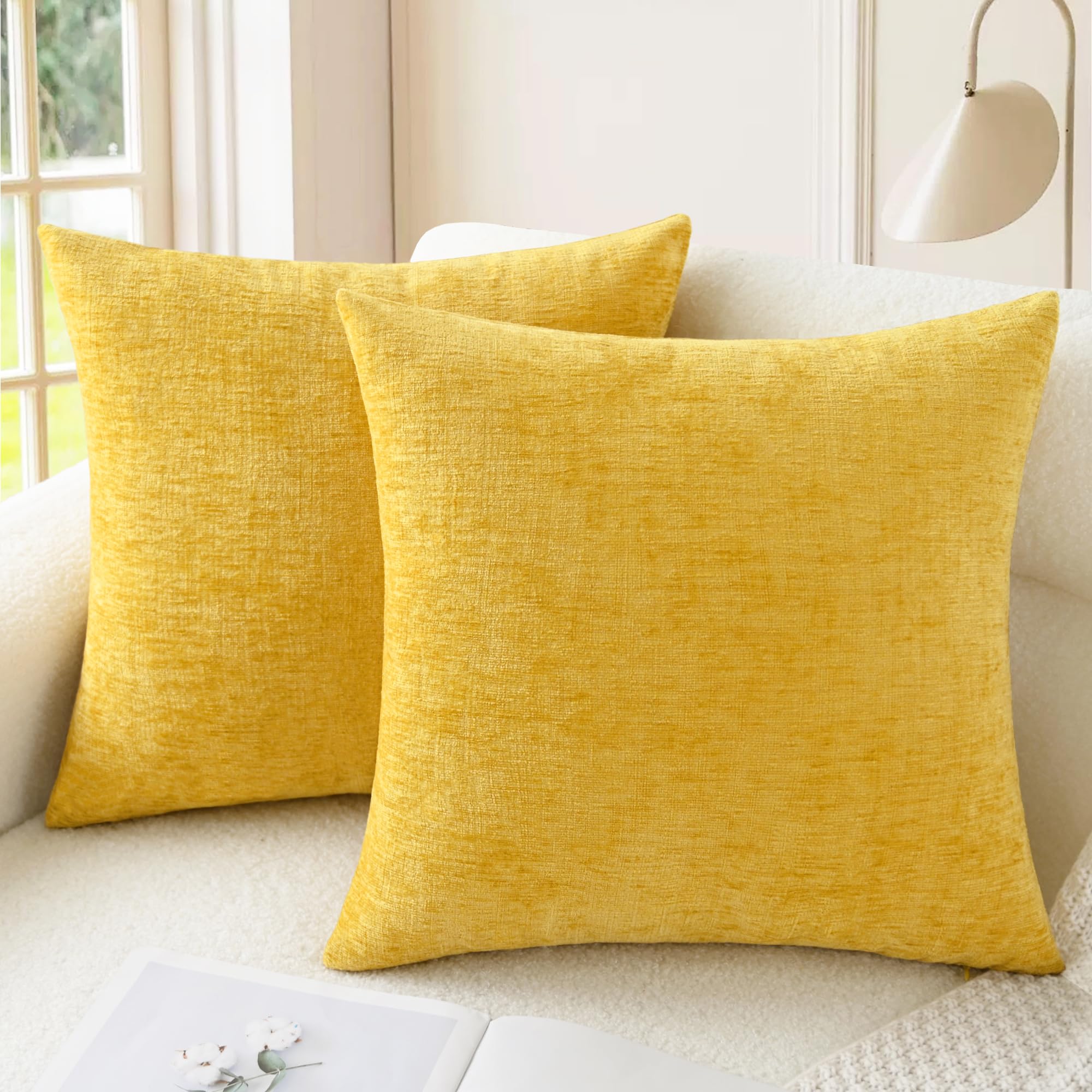 CaliTime Throw Pillow Covers Decorative 20 X 26 Inches Pack of 2 Cozy Chenille Standard Pillow Shams Cases for Couch Sofa Bed Living Room Home Living Coral