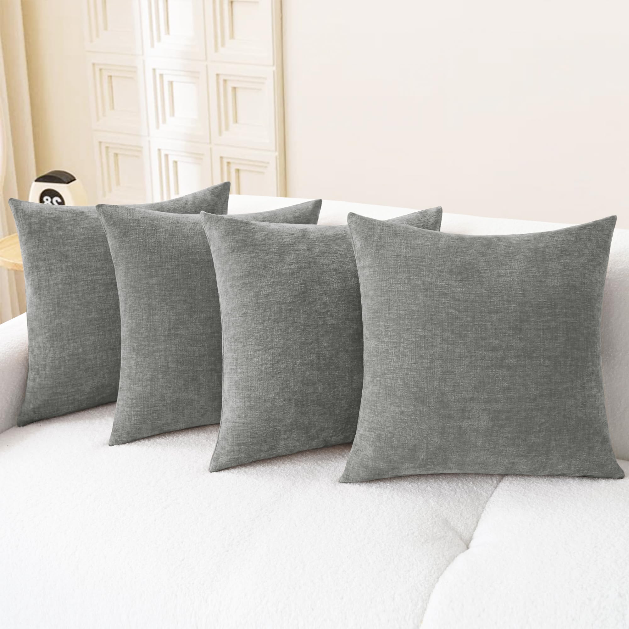 CaliTime Throw Pillow Covers Decorative 20 X 26 Inches Pack of 2 Cozy Chenille Standard Pillow Shams Cases for Couch Sofa Bed Living Room Home Living Coral