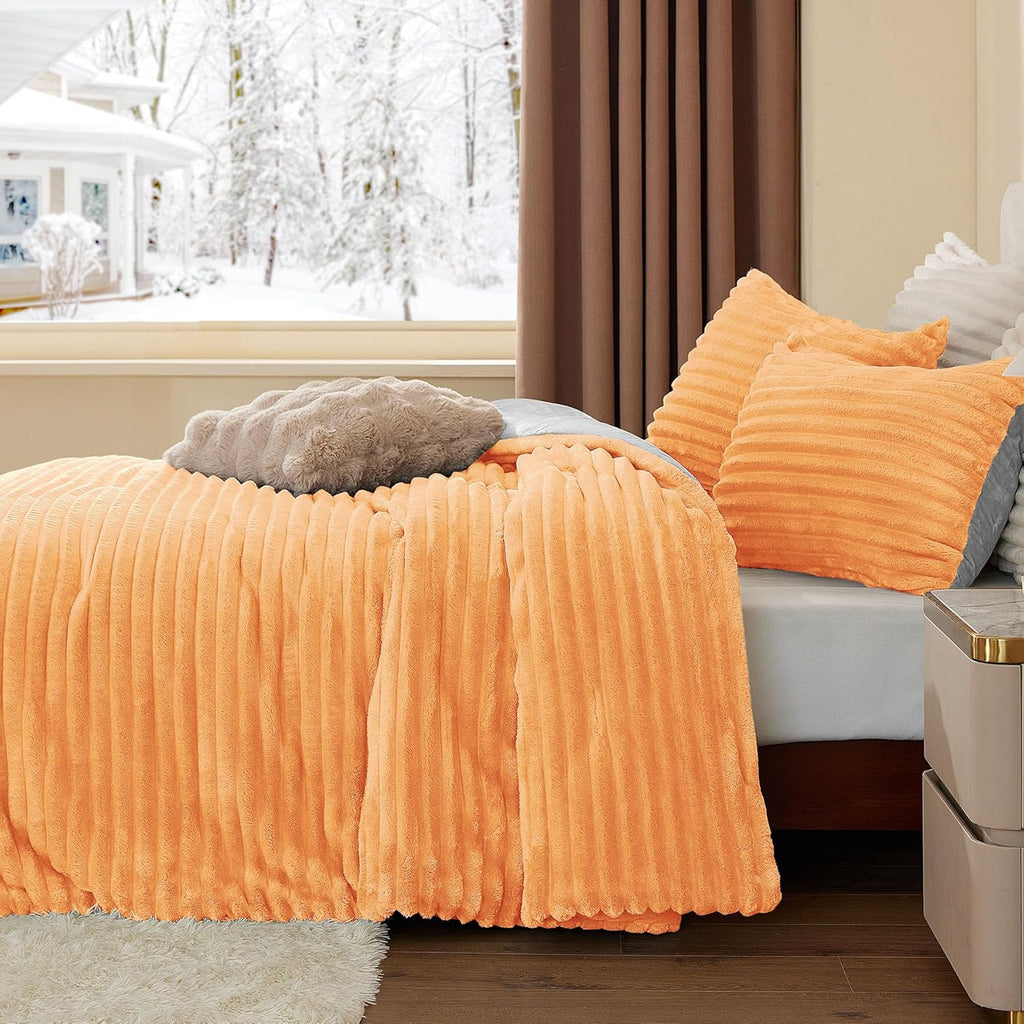 BEDELITE Fleece Twin Comforter Set -Super Soft & Warm Fluffy Coral Bedding, Luxury Fuzzy Heavy Bed Set for Winter with 1 Pillow case