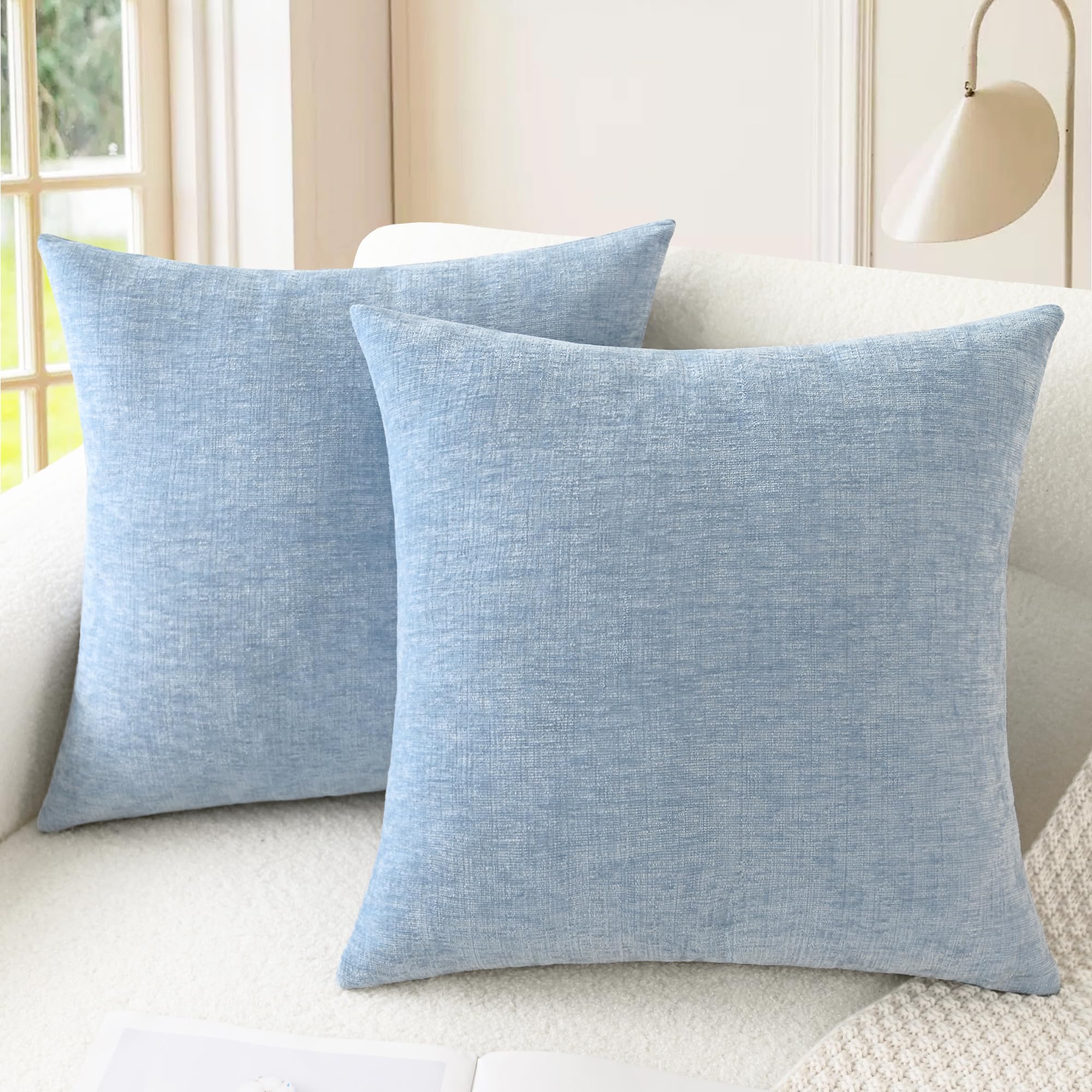 CaliTime Throw Pillow Covers Decorative 20 X 26 Inches Pack of 2 Cozy Chenille Standard Pillow Shams Cases for Couch Sofa Bed Living Room Home Living Coral