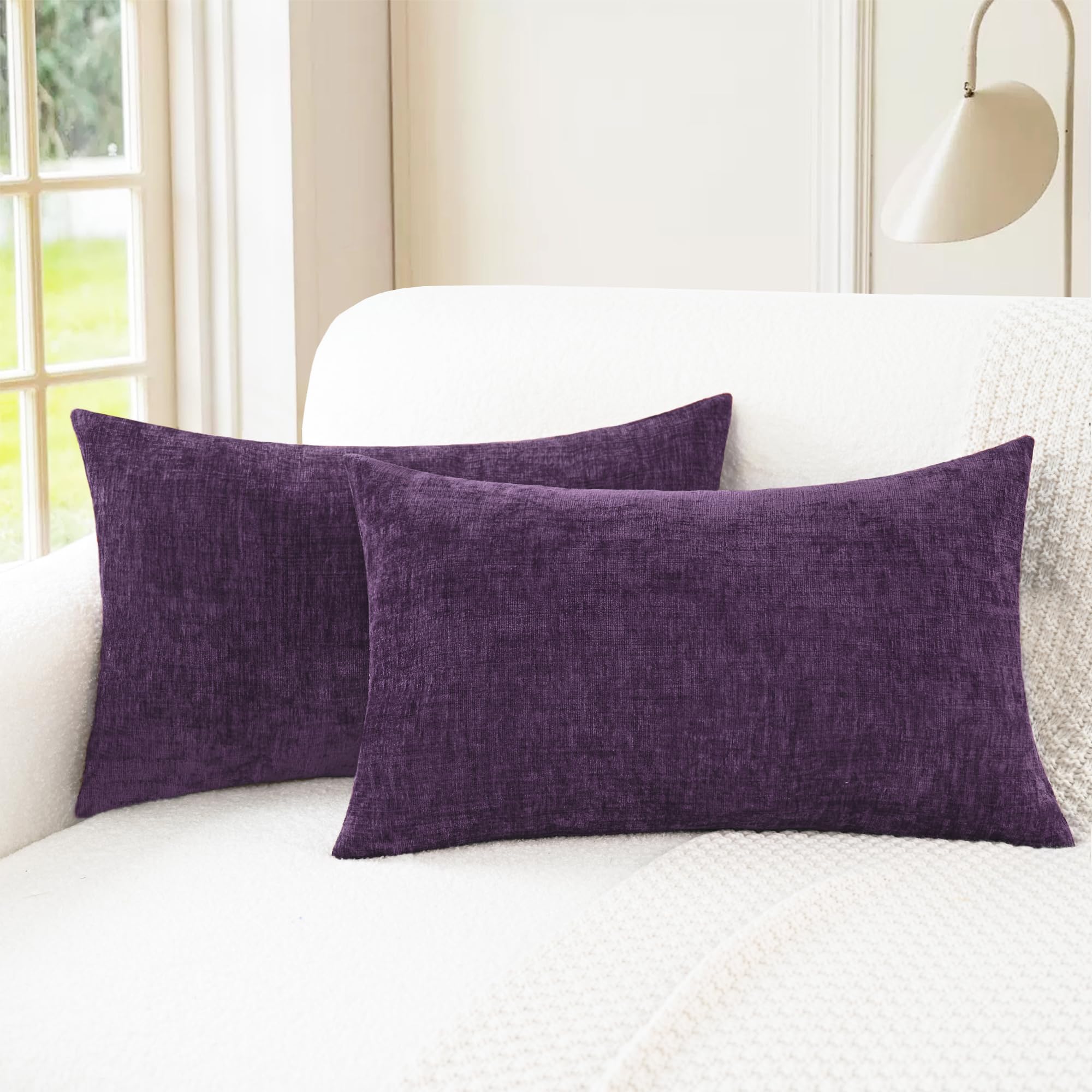 CaliTime Throw Pillow Covers Decorative 20 X 26 Inches Pack of 2 Cozy Chenille Standard Pillow Shams Cases for Couch Sofa Bed Living Room Home Living Coral