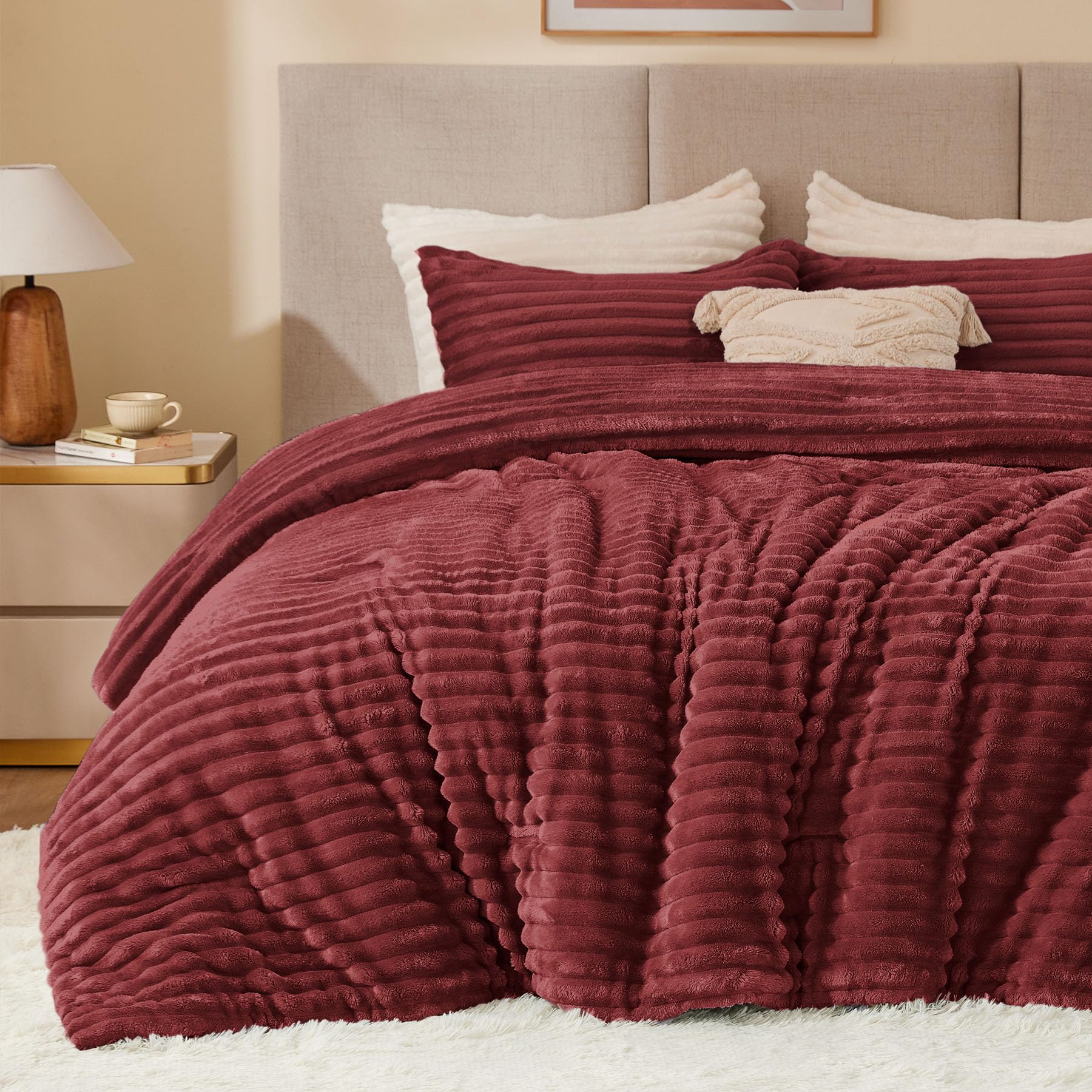 BEDELITE Fleece Twin Comforter Set -Super Soft & Warm Fluffy Coral Bedding, Luxury Fuzzy Heavy Bed Set for Winter with 1 Pillow case