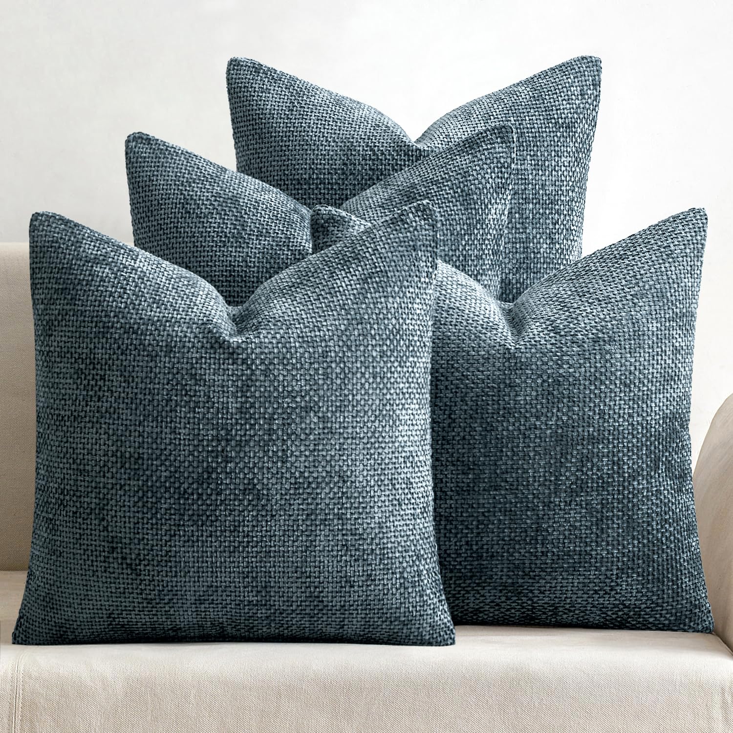 MIULEE Pack of 4 Couch Throw Pillow Covers 18x18 Inch Cream Soft Decorative Chenille Pillow Covers Farmhouse Accent Cushion Covers for Boho Spring Home Decor Sofa Bedroom Living Room