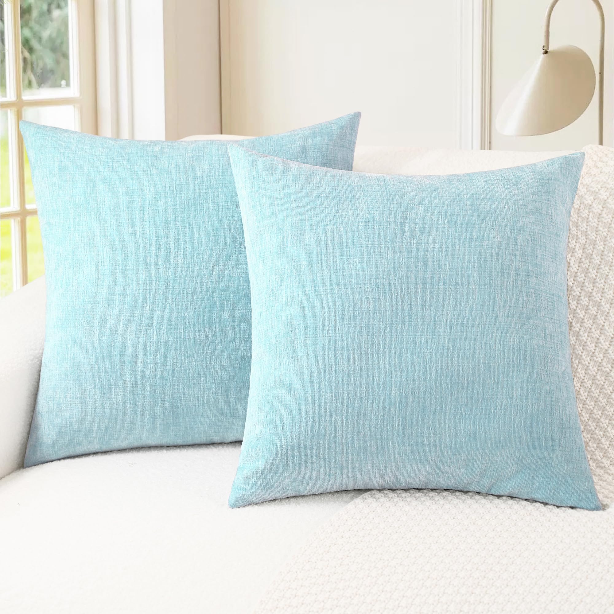 CaliTime Throw Pillow Covers Decorative 20 X 26 Inches Pack of 2 Cozy Chenille Standard Pillow Shams Cases for Couch Sofa Bed Living Room Home Living Coral