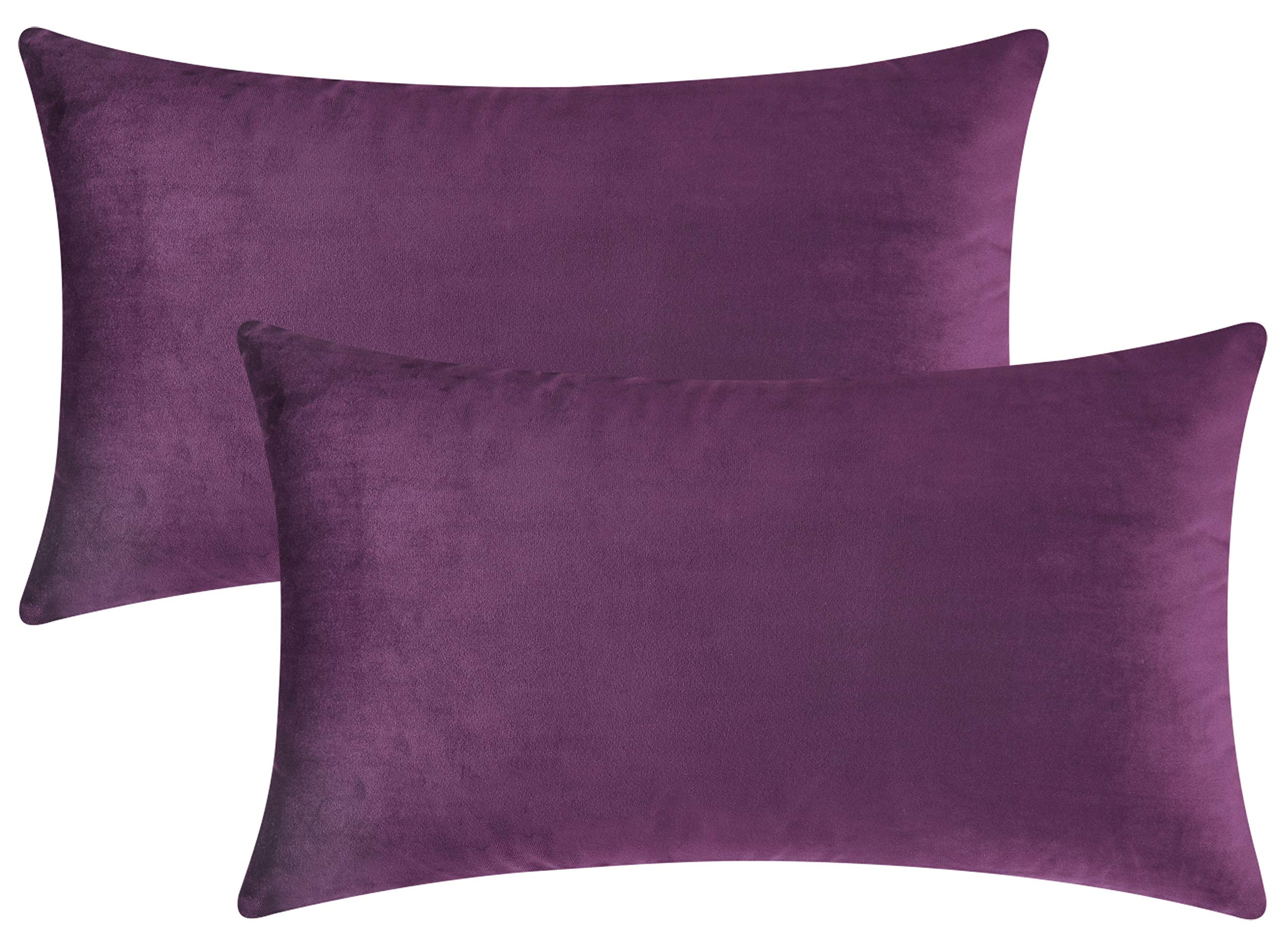 Mixhug Decorative Throw Pillow Covers, Velvet Cushion Covers, Solid Throw Pillow Cases for Couch and Bed, Pale Coral, 26 x 26 Inches, Set of 2
